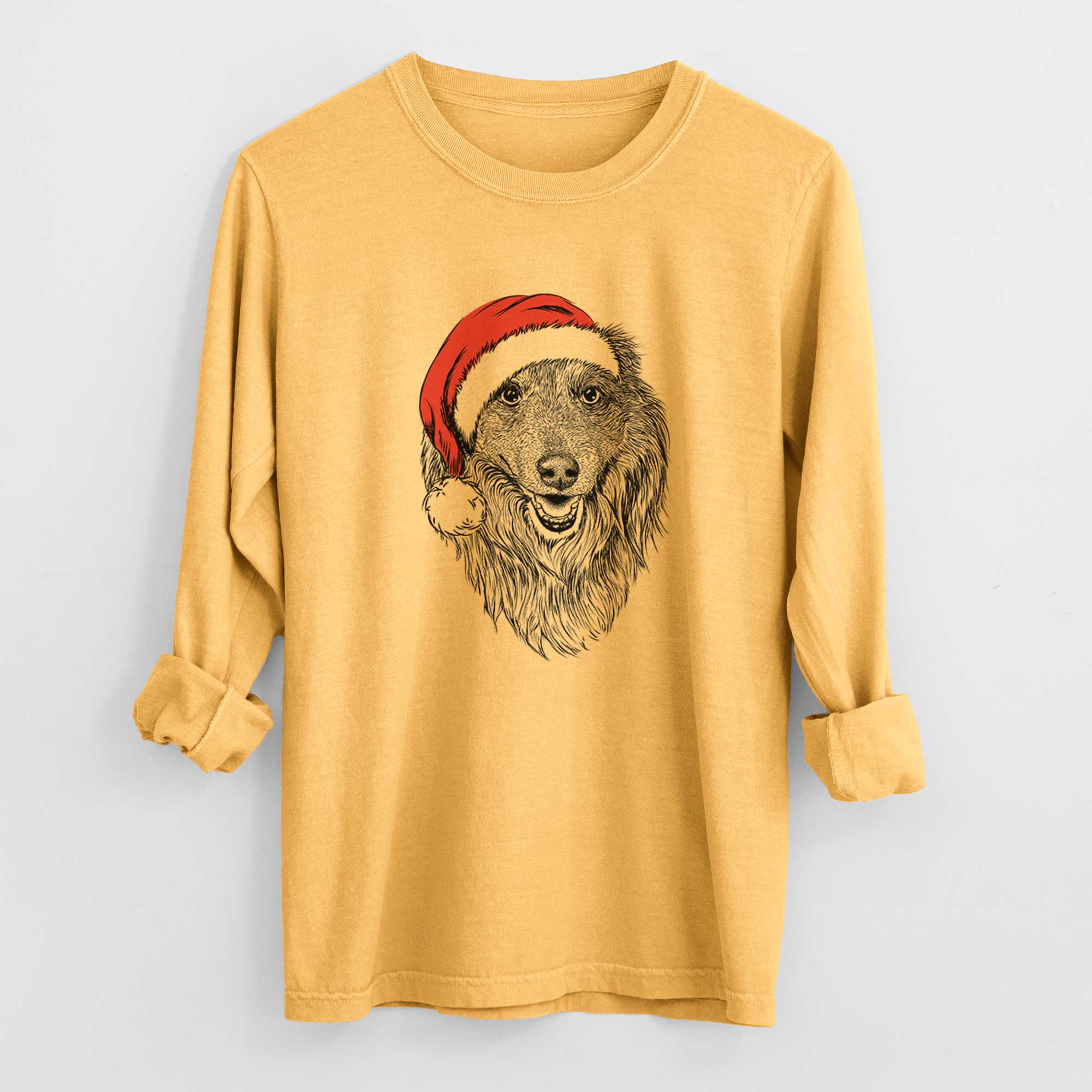 Santa Addie the Collie Mix - Heavyweight 100% Cotton Long Sleeve