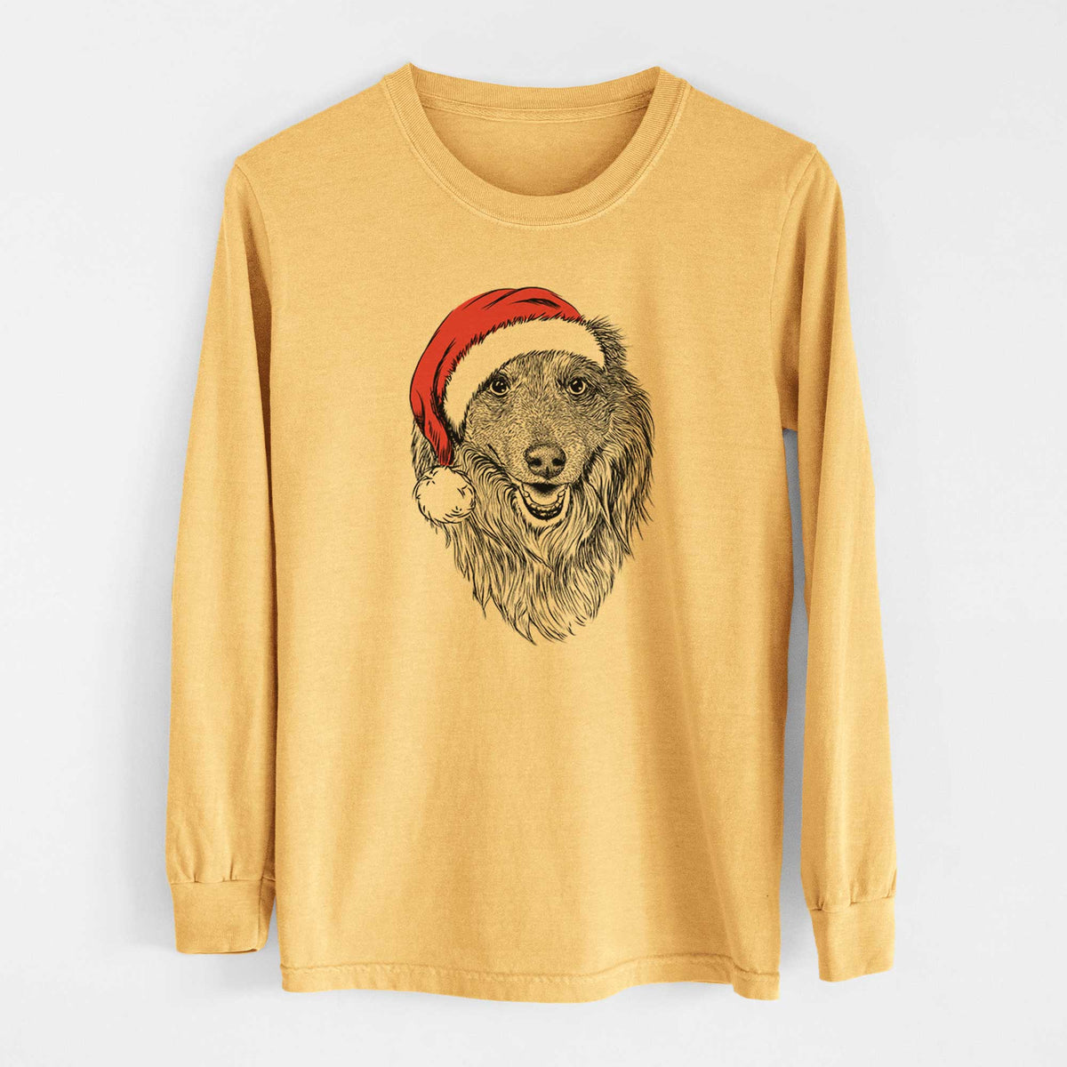 Santa Addie the Collie Mix - Heavyweight 100% Cotton Long Sleeve