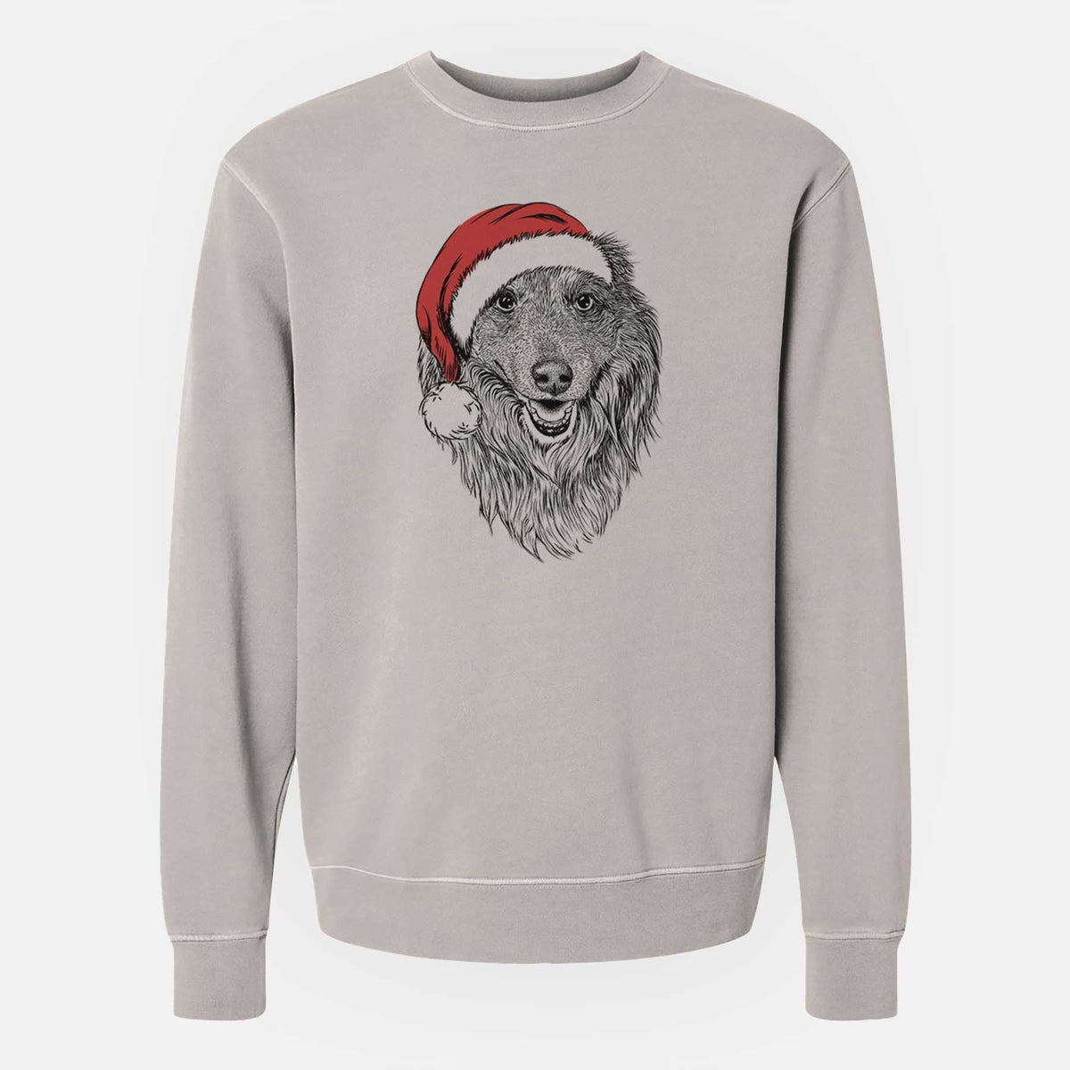Santa Addie the Collie Mix - Unisex Pigment Dyed Crew Sweatshirt
