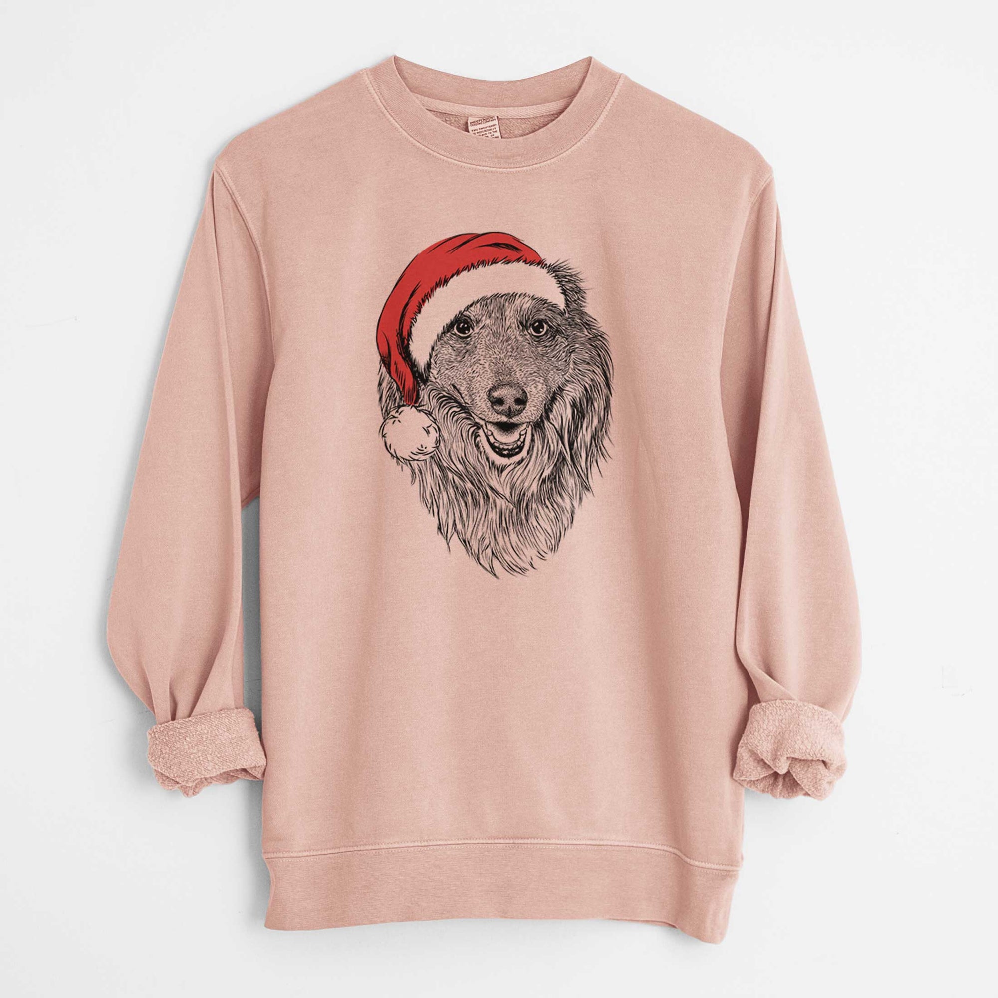 Santa Addie the Collie Mix - Unisex Pigment Dyed Crew Sweatshirt