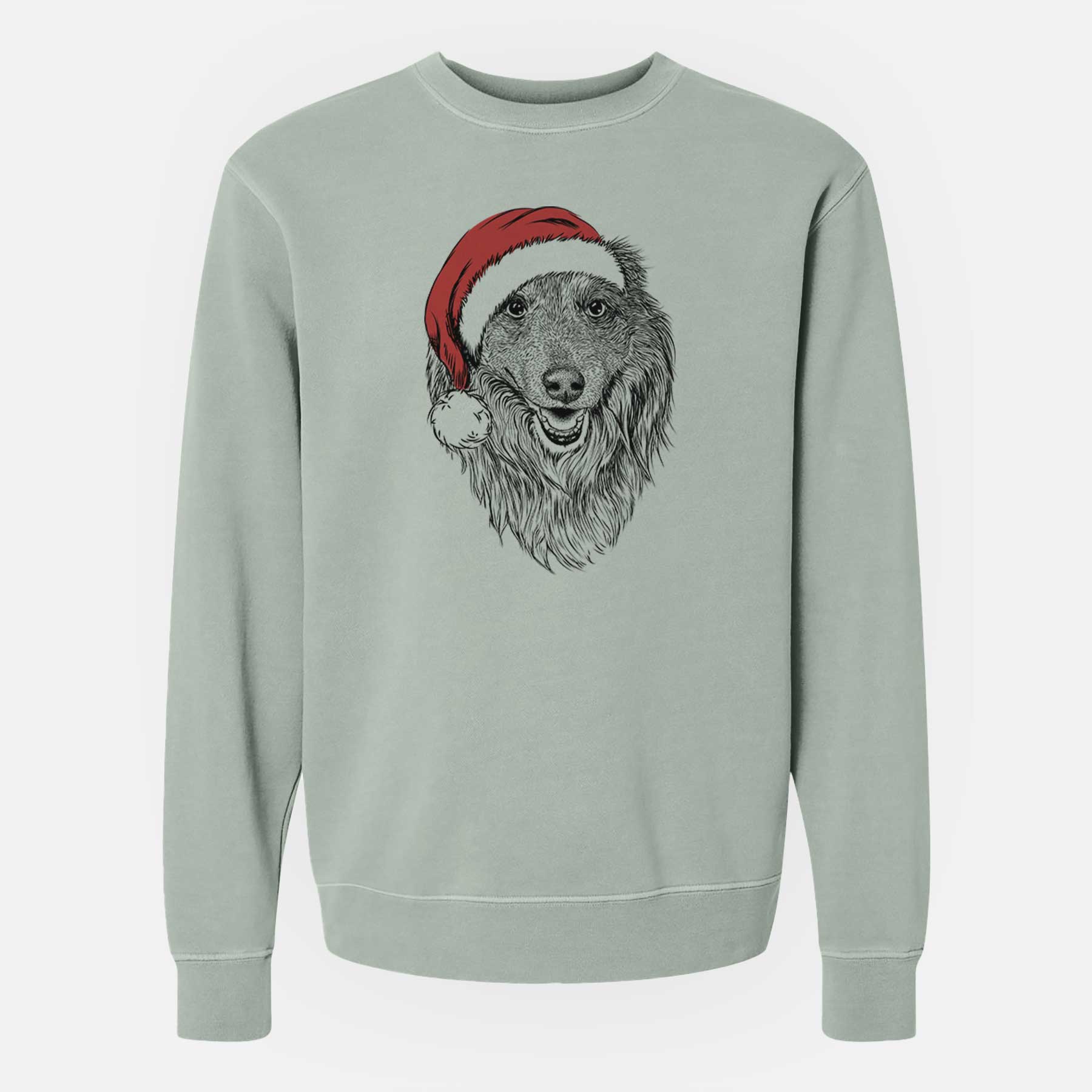 Santa Addie the Collie Mix - Unisex Pigment Dyed Crew Sweatshirt
