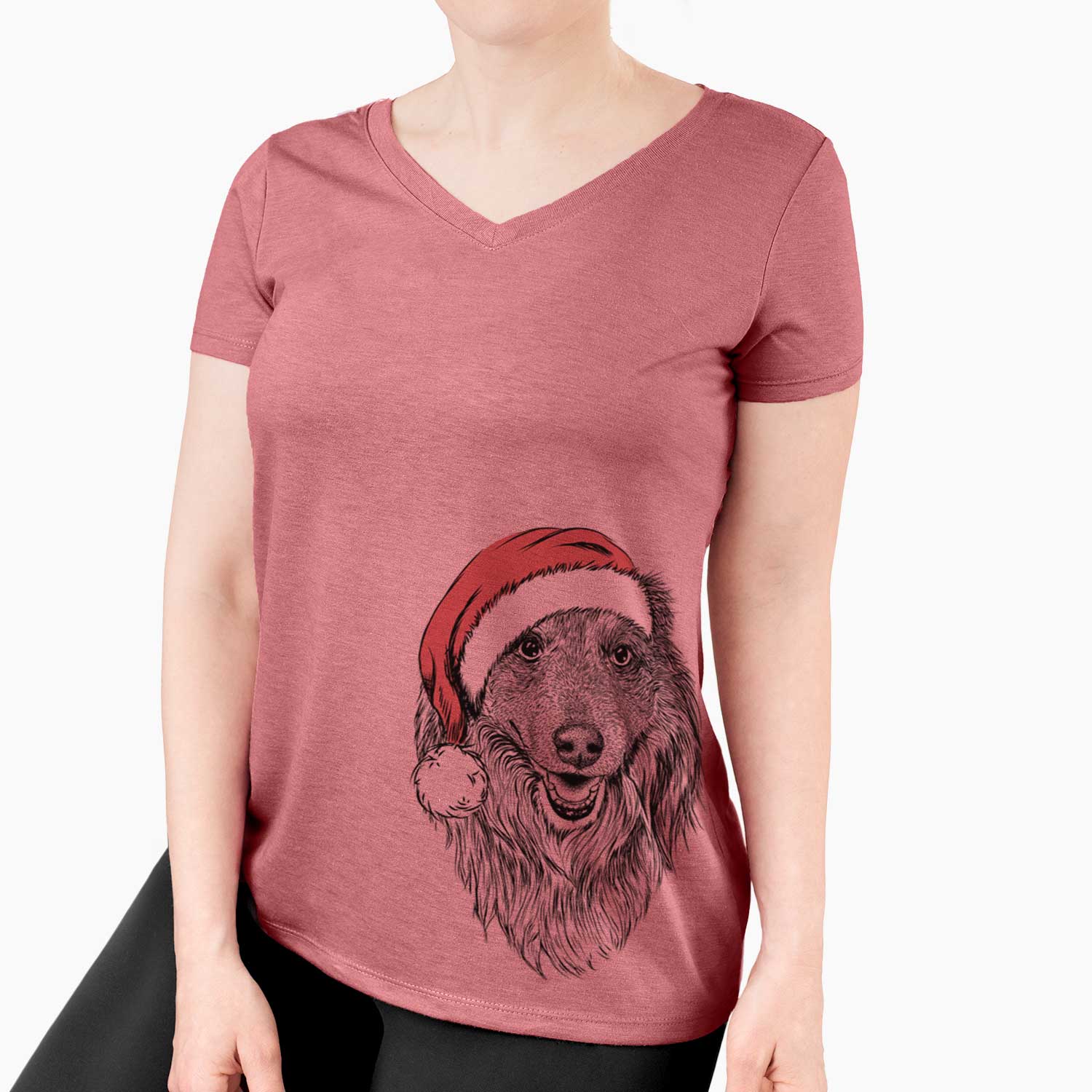 Santa Addie the Collie Mix - Women's V-neck Shirt