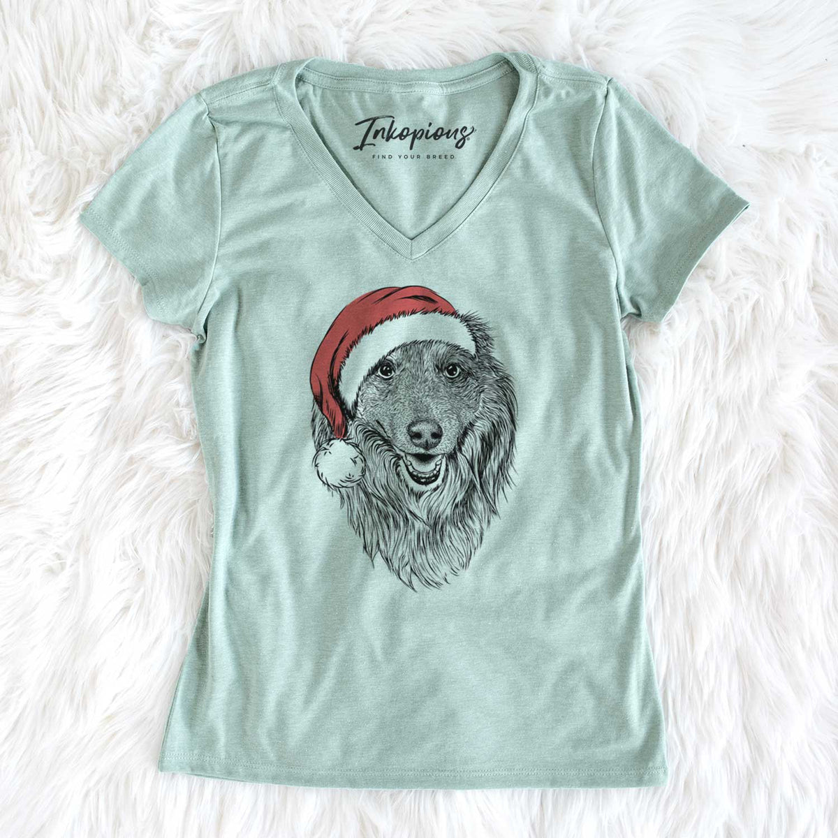 Santa Addie the Collie Mix - Women's V-neck Shirt