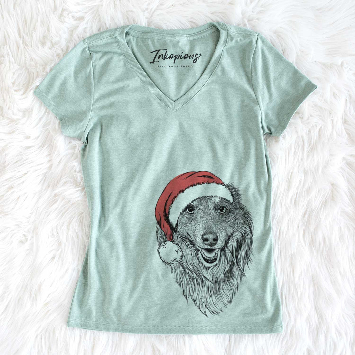 Santa Addie the Collie Mix - Women&#39;s V-neck Shirt