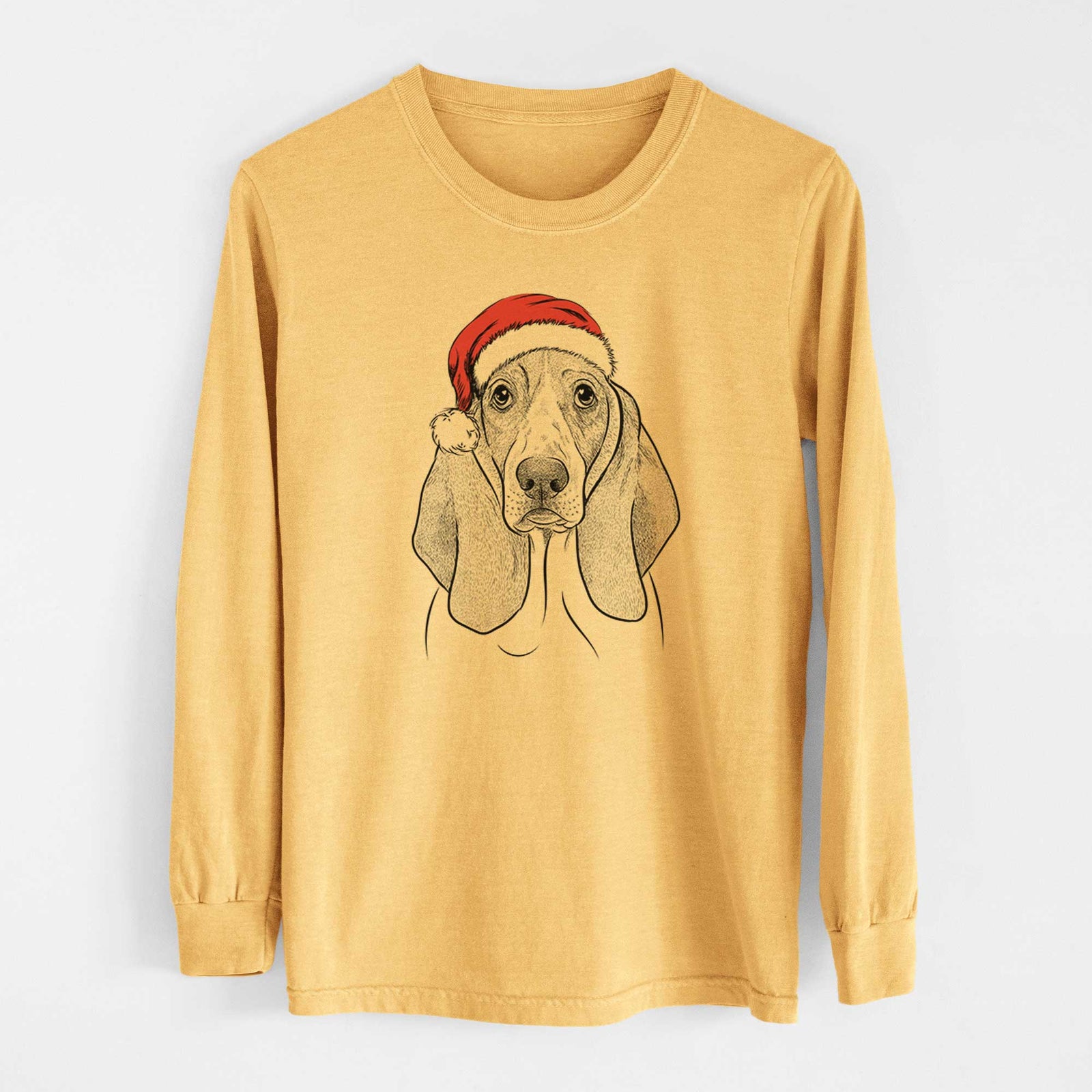Santa Addison the Basset Hound - Heavyweight 100% Cotton Long Sleeve