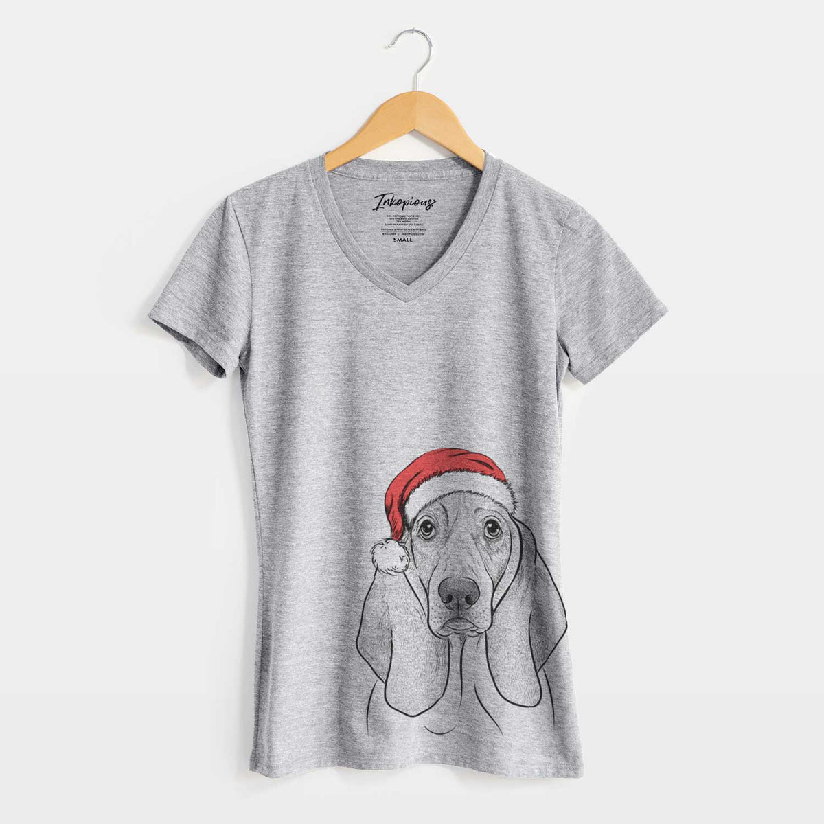 Santa Addison the Basset Hound - Women's V-neck Shirt