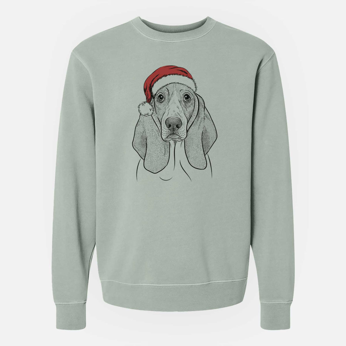 Santa Addison the Basset Hound - Unisex Pigment Dyed Crew Sweatshirt
