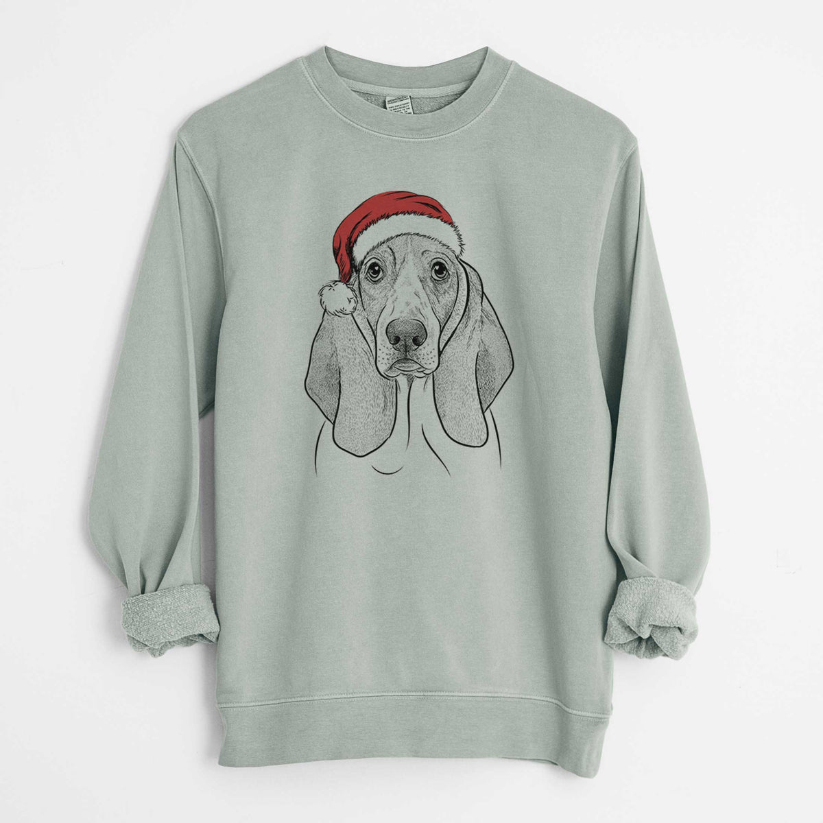 Santa Addison the Basset Hound - Unisex Pigment Dyed Crew Sweatshirt