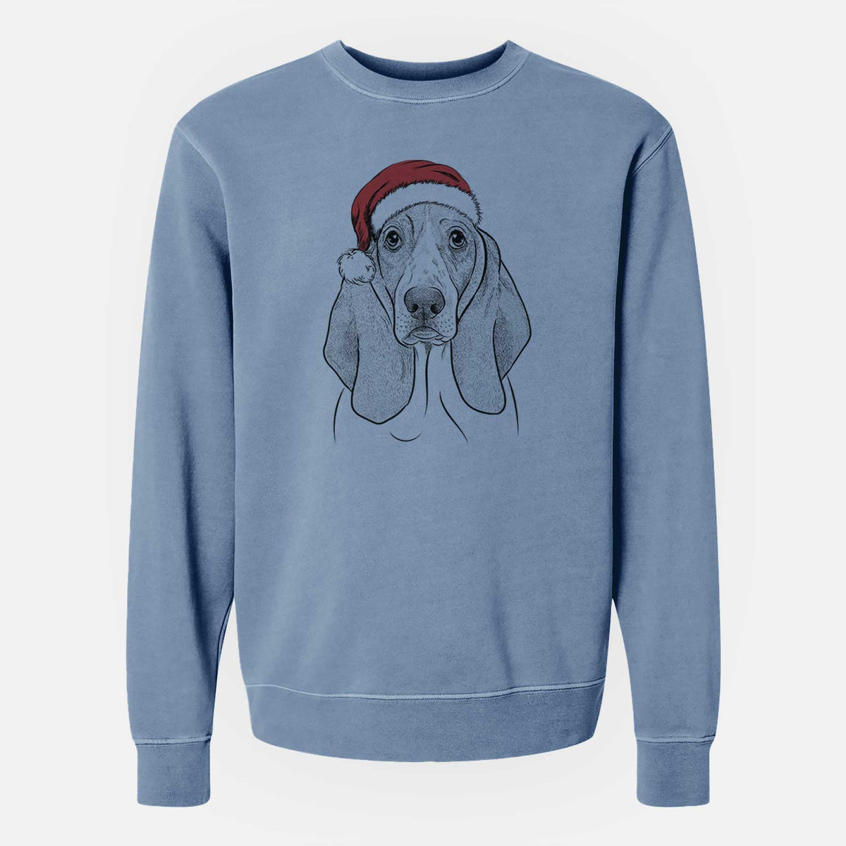 Santa Addison the Basset Hound - Unisex Pigment Dyed Crew Sweatshirt