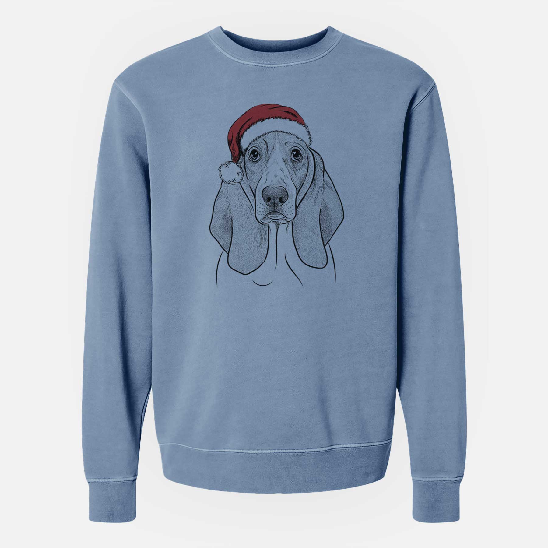 Santa Addison the Basset Hound - Unisex Pigment Dyed Crew Sweatshirt