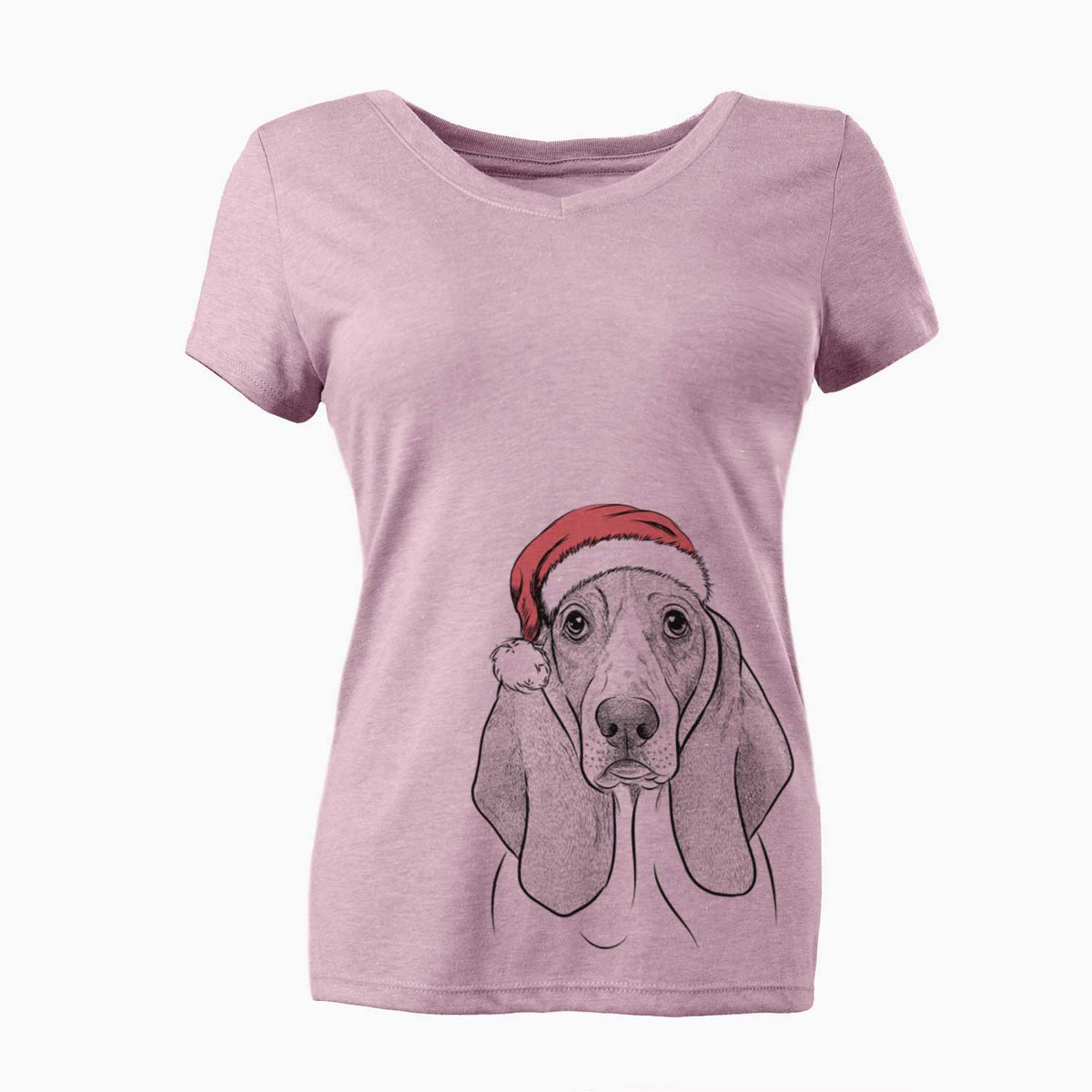 Santa Addison the Basset Hound - Women's V-neck Shirt