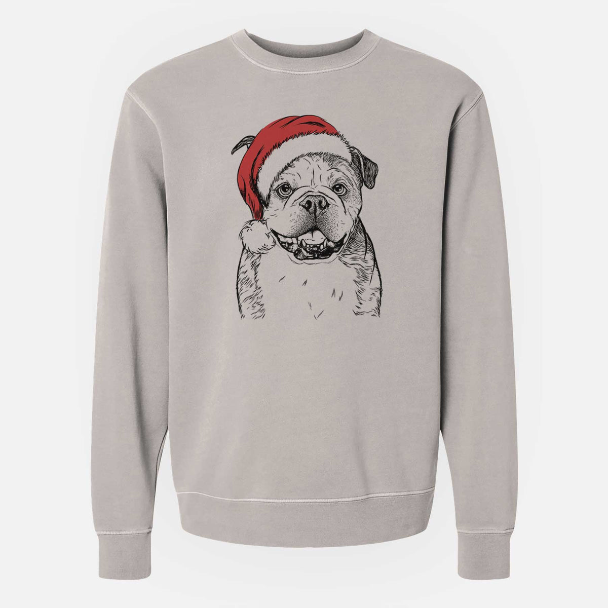 Santa Agatha the Boston Bulldog - Unisex Pigment Dyed Crew Sweatshirt