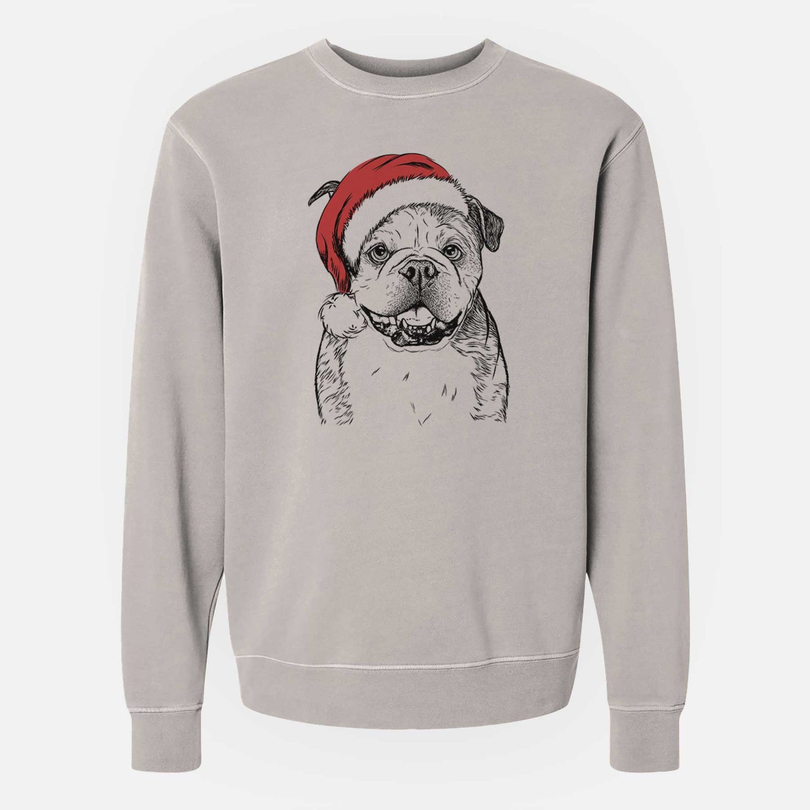 Santa Agatha the Boston Bulldog - Unisex Pigment Dyed Crew Sweatshirt
