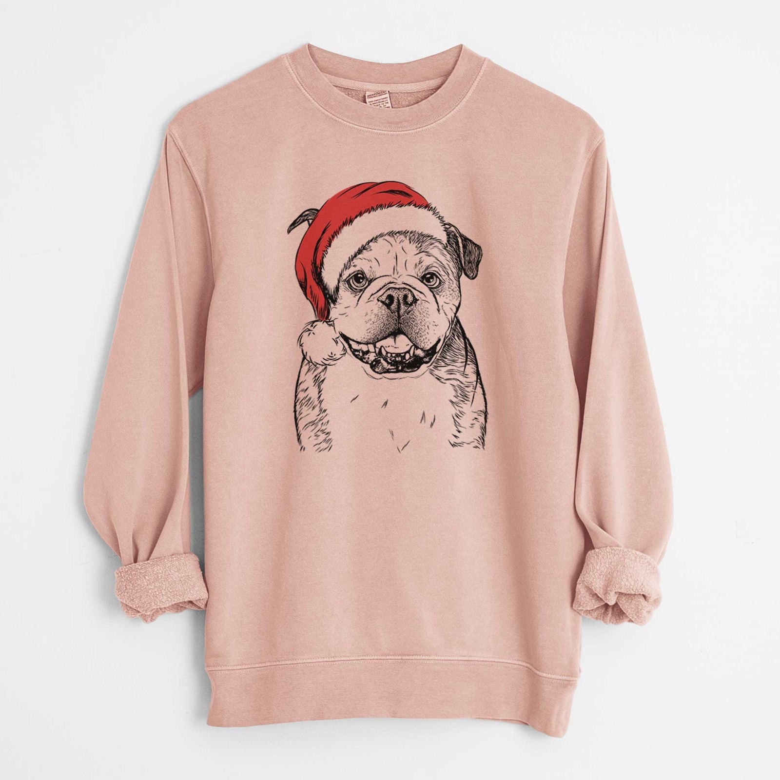 Santa Agatha the Boston Bulldog - Unisex Pigment Dyed Crew Sweatshirt