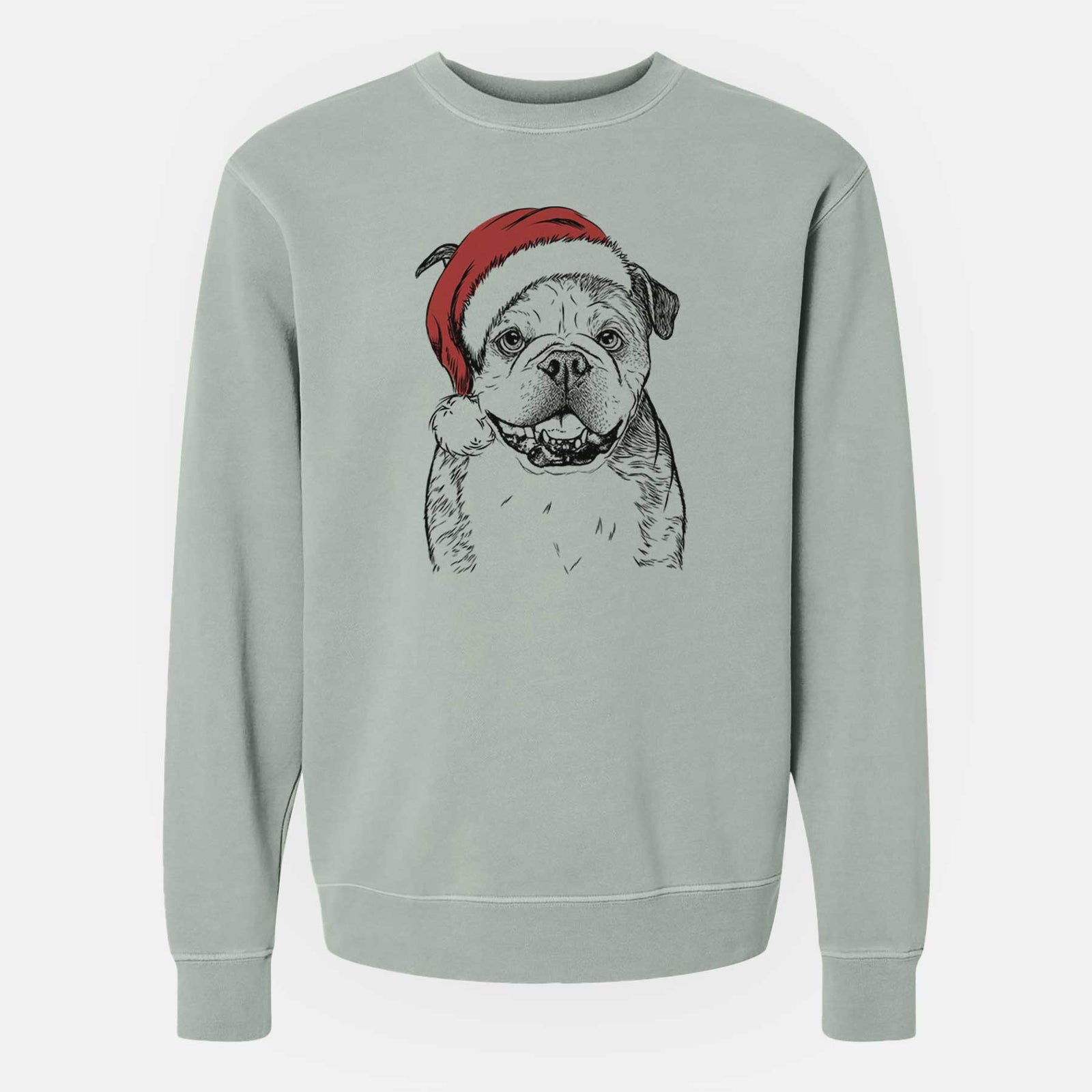 Santa Agatha the Boston Bulldog - Unisex Pigment Dyed Crew Sweatshirt