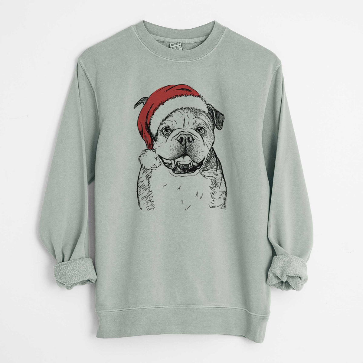 Santa Agatha the Boston Bulldog - Unisex Pigment Dyed Crew Sweatshirt