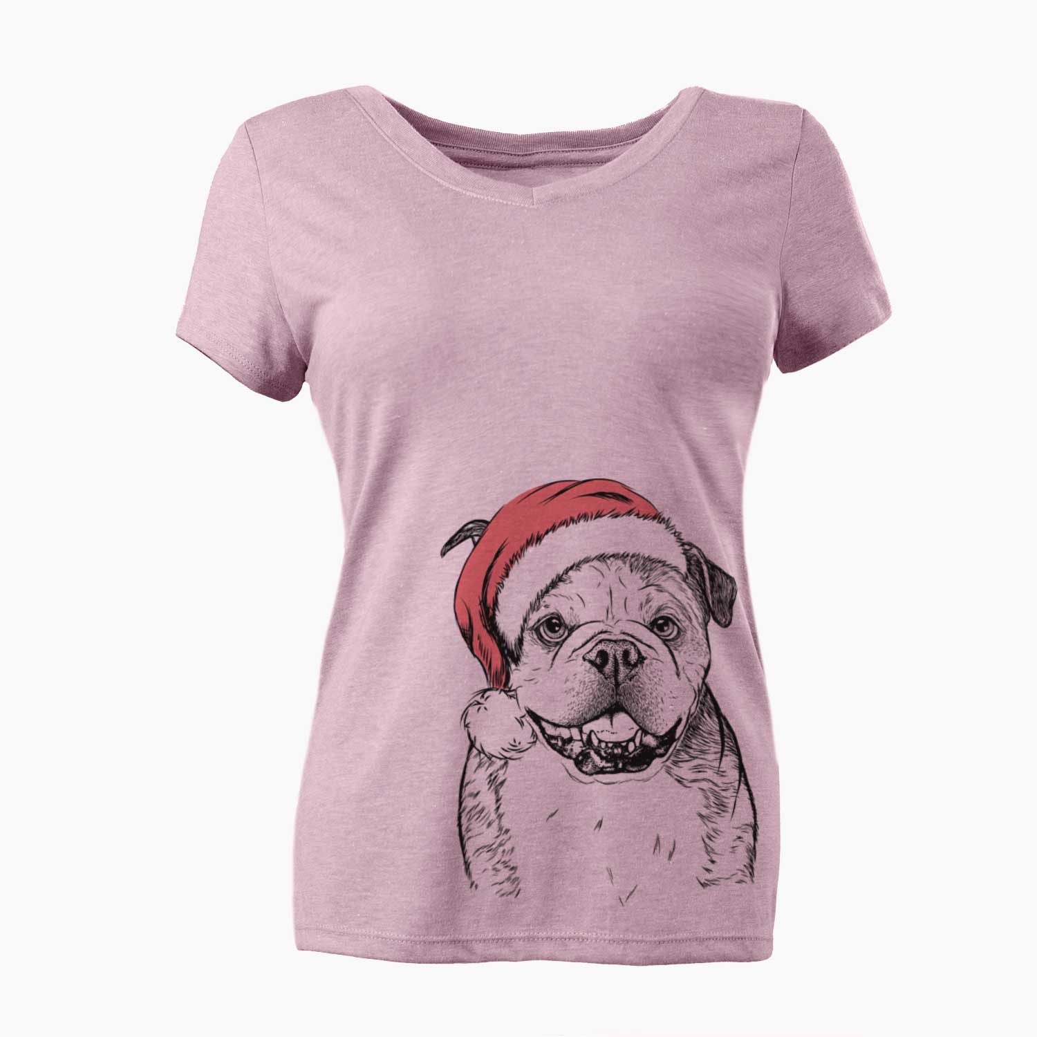 Santa Agatha the Boston Bulldog - Women's V-neck Shirt