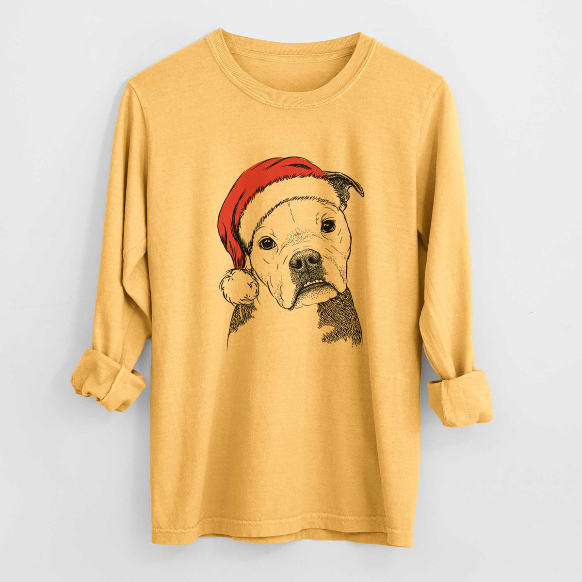 Santa Aggy the Olde English Bulldogge - Heavyweight 100% Cotton Long Sleeve