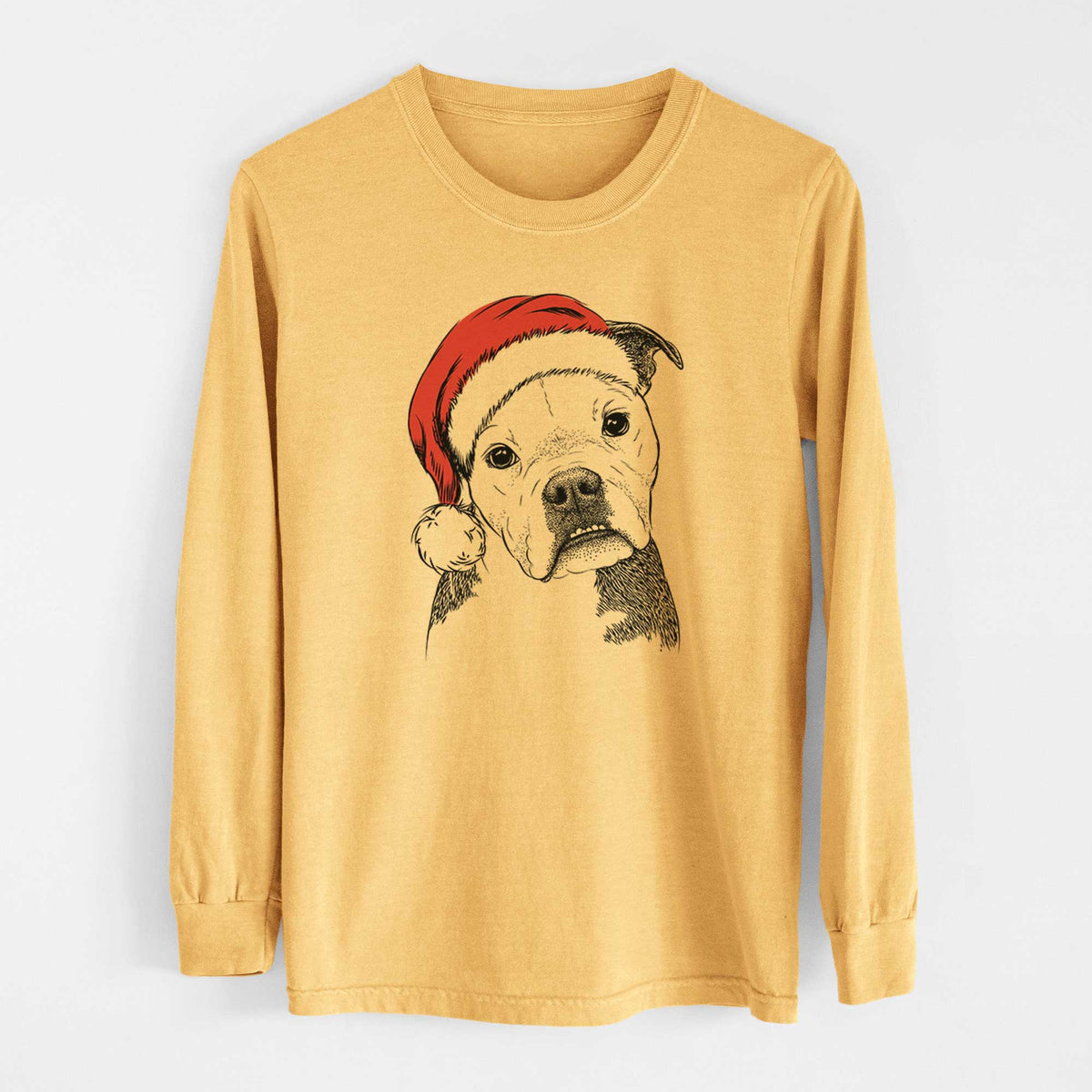 Santa Aggy the Olde English Bulldogge - Heavyweight 100% Cotton Long Sleeve