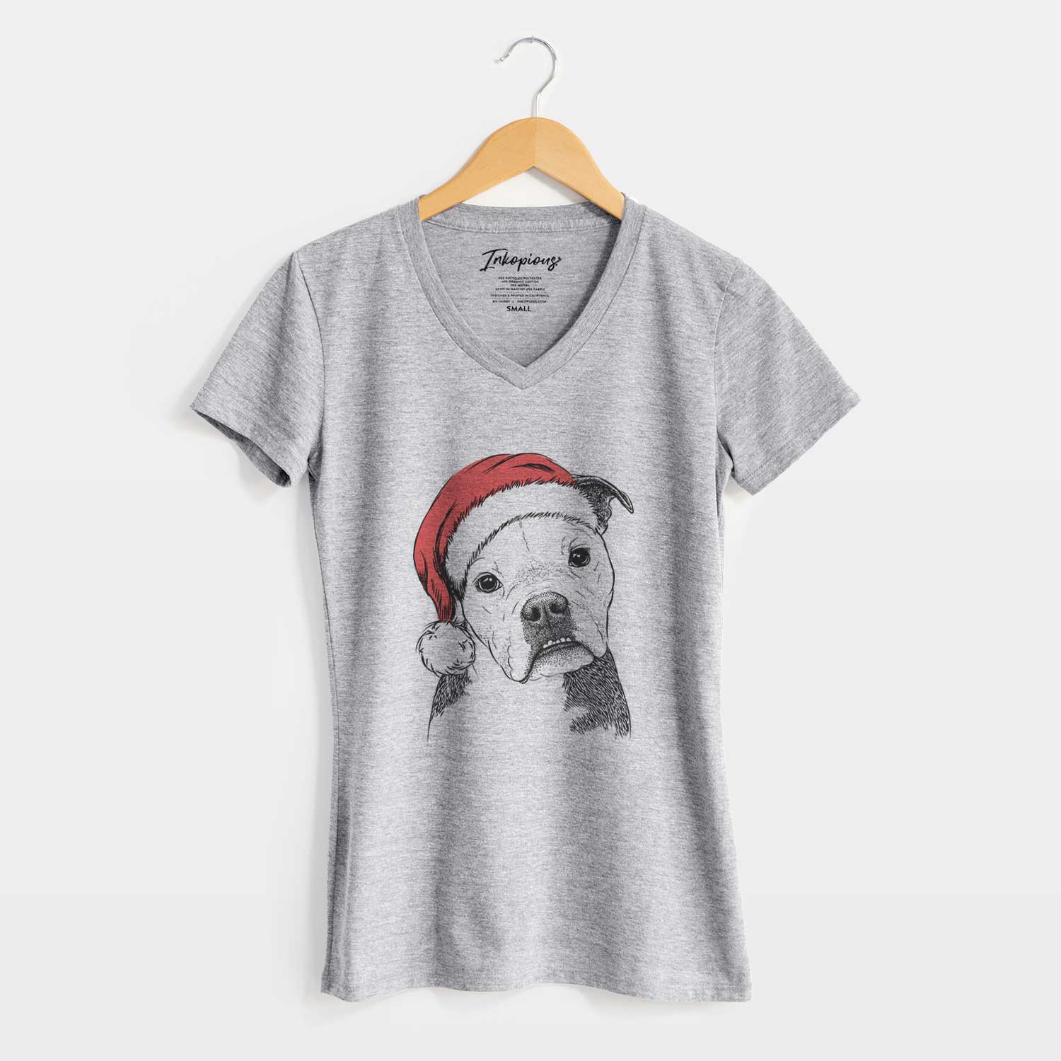 Santa Aggy the Olde English Bulldogge - Women's V-neck Shirt