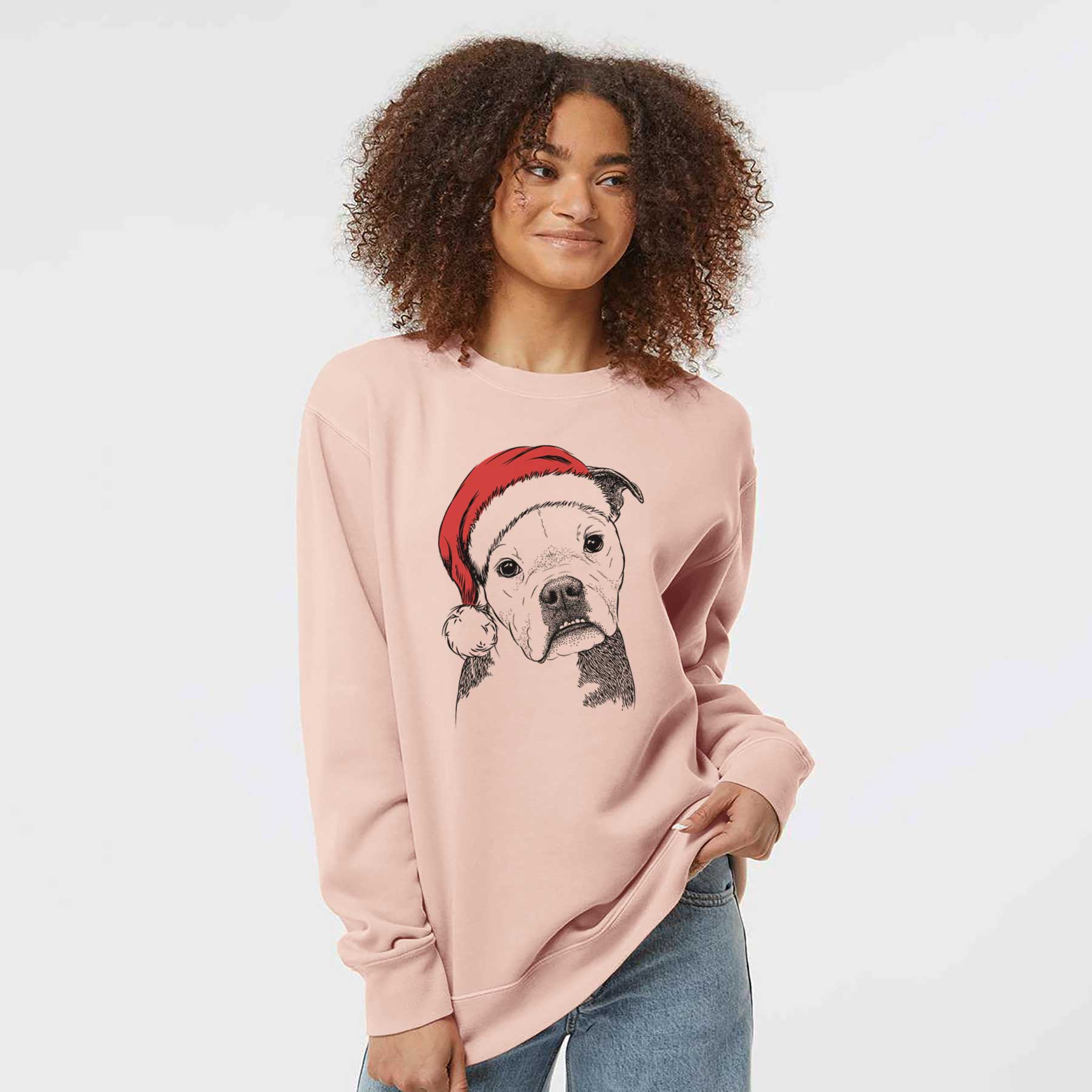 Santa Aggy the Olde English Bulldogge - Unisex Pigment Dyed Crew Sweatshirt