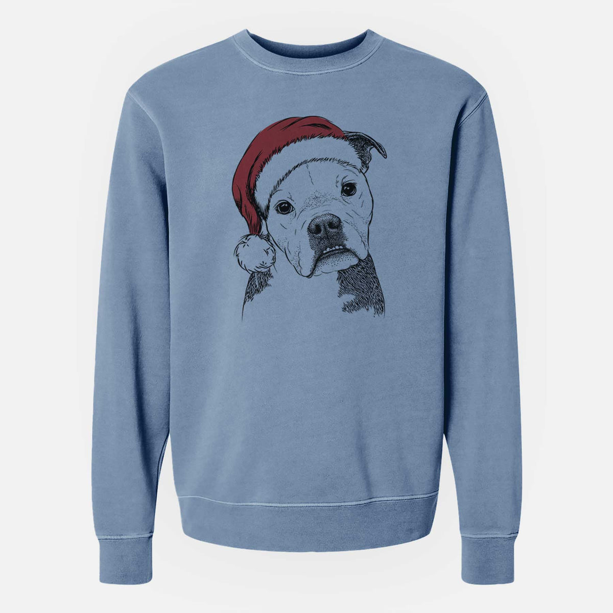 Santa Aggy the Olde English Bulldogge - Unisex Pigment Dyed Crew Sweatshirt