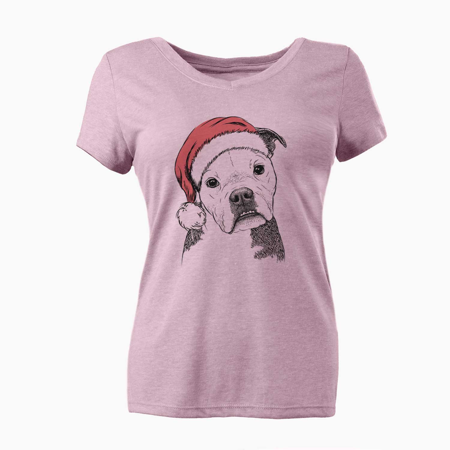 Santa Aggy the Olde English Bulldogge - Women's V-neck Shirt