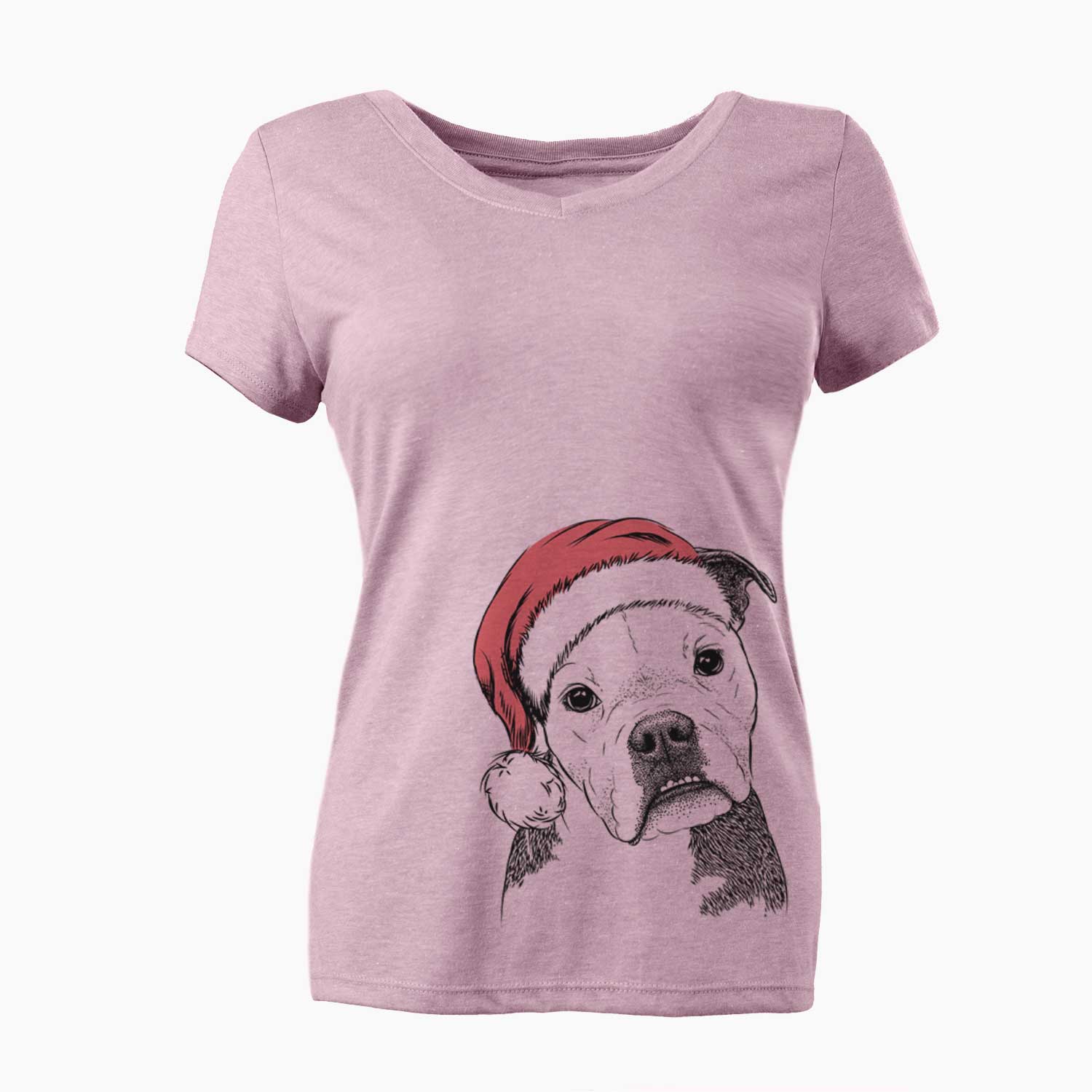 Santa Aggy the Olde English Bulldogge - Women's V-neck Shirt