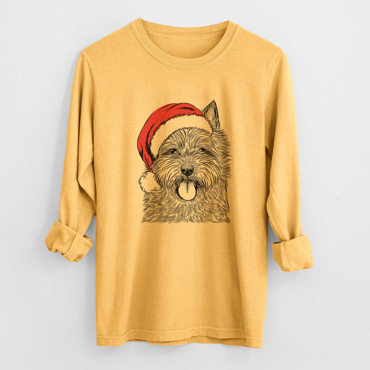 Santa Alfie the Norwich Terrier - Heavyweight 100% Cotton Long Sleeve
