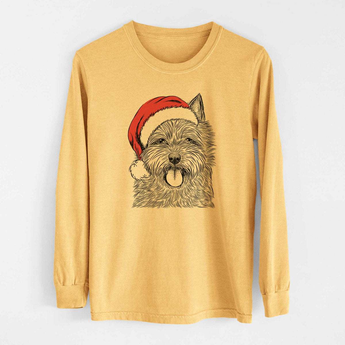 Santa Alfie the Norwich Terrier - Heavyweight 100% Cotton Long Sleeve