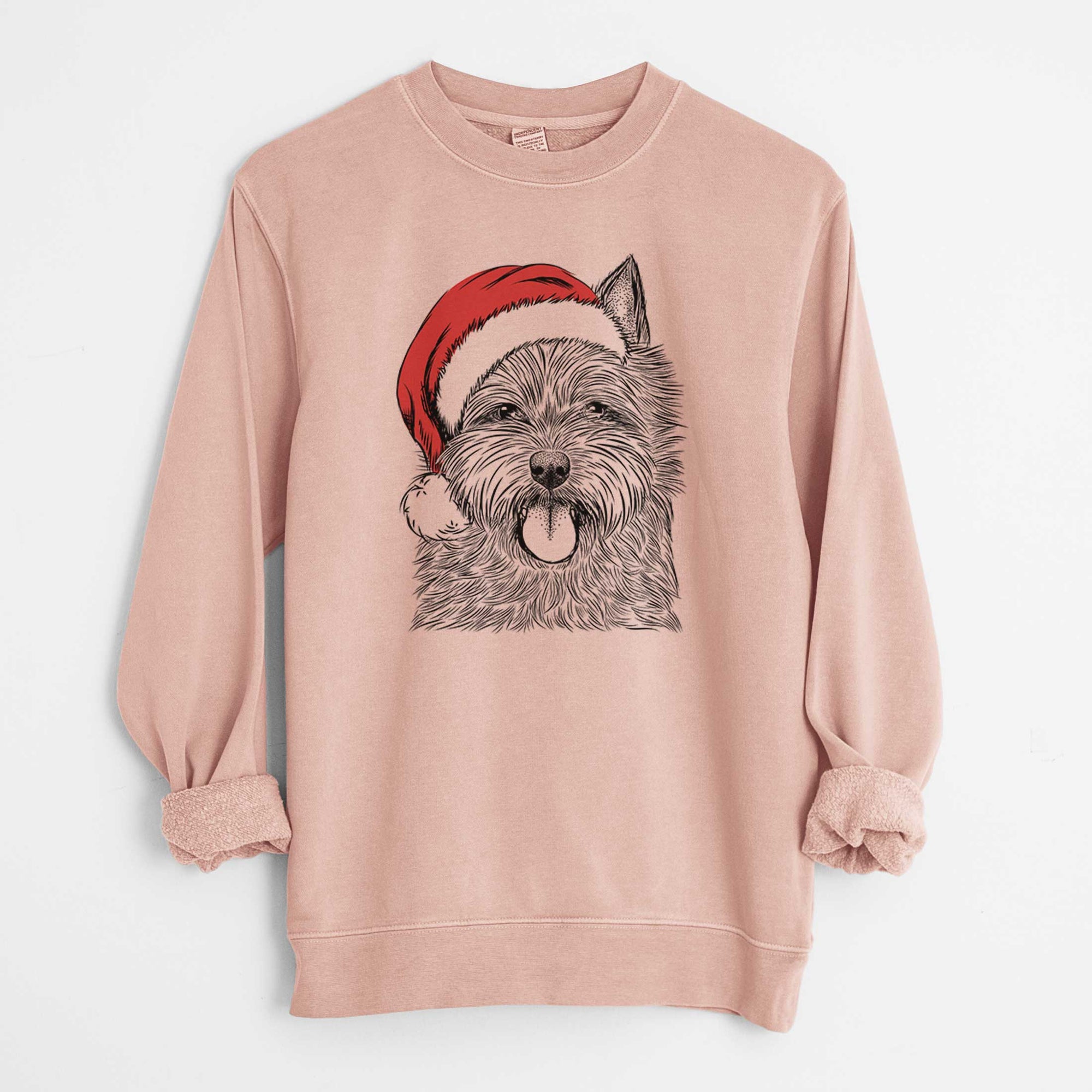 Santa Alfie the Norwich Terrier - Unisex Pigment Dyed Crew Sweatshirt