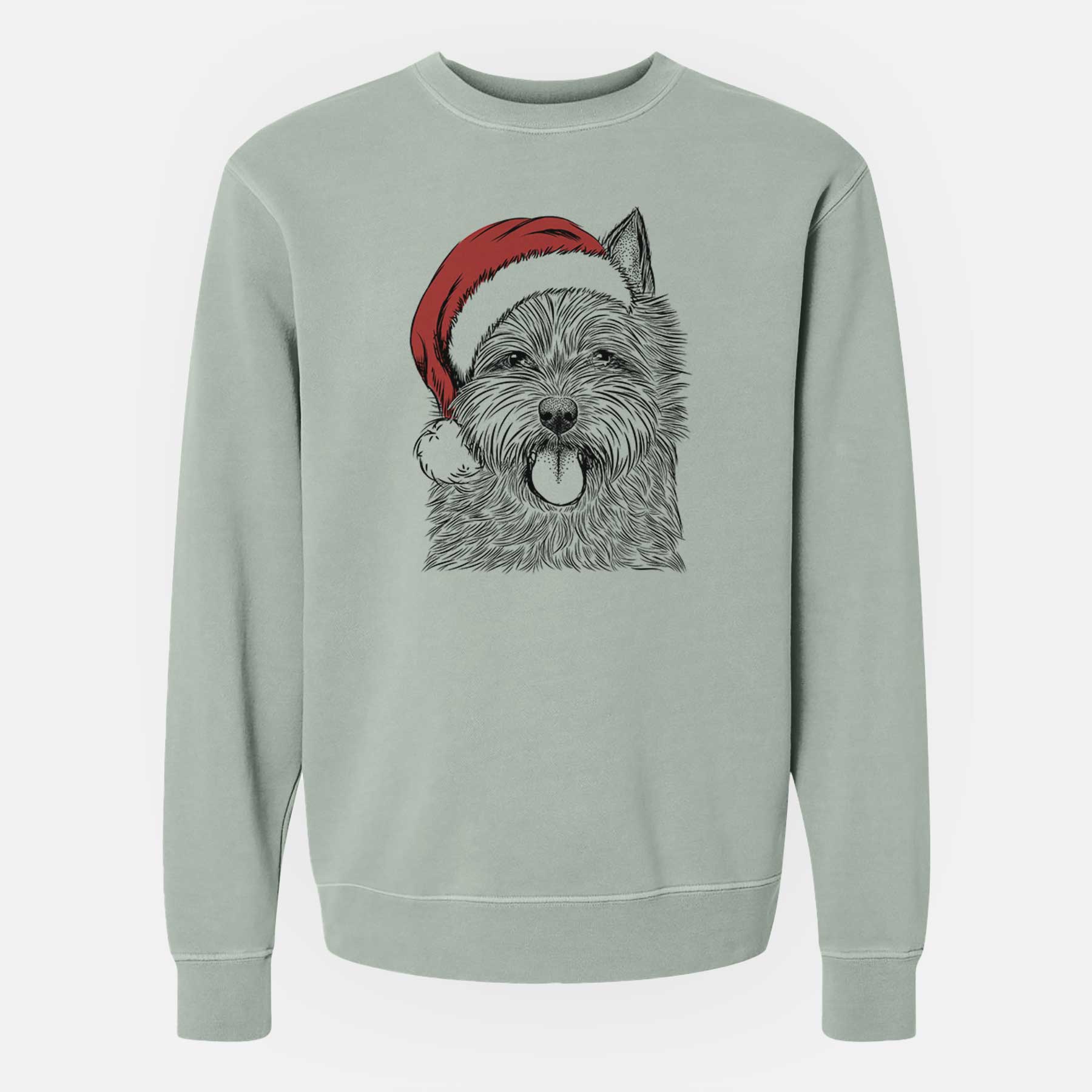 Santa Alfie the Norwich Terrier - Unisex Pigment Dyed Crew Sweatshirt