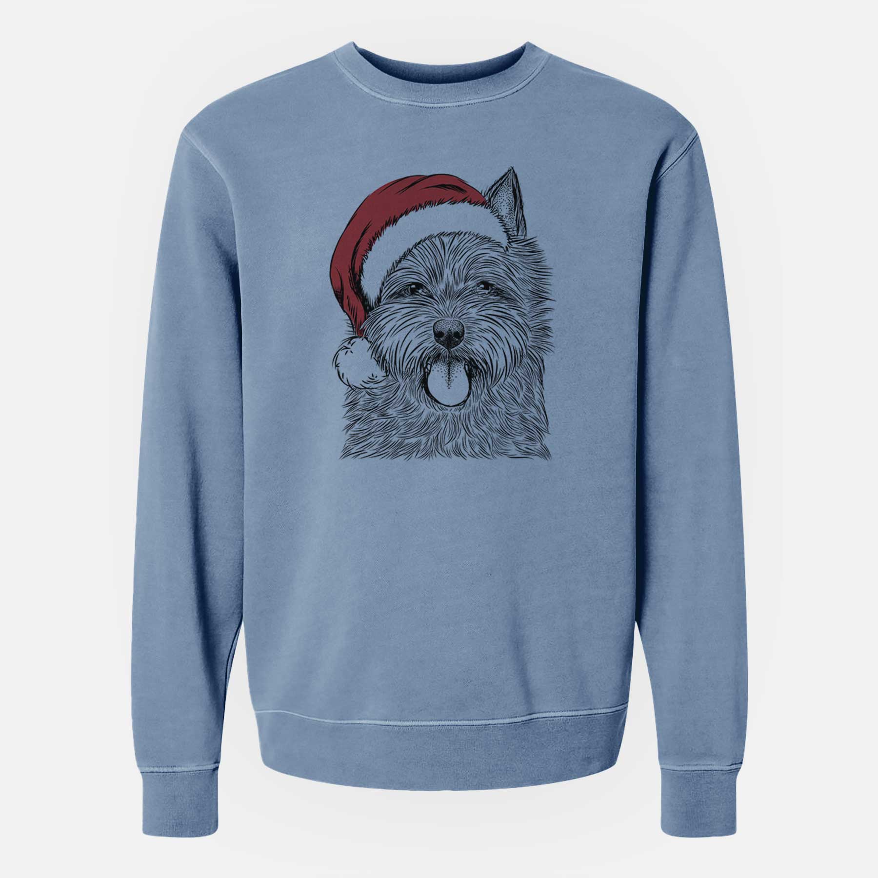 Santa Alfie the Norwich Terrier - Unisex Pigment Dyed Crew Sweatshirt