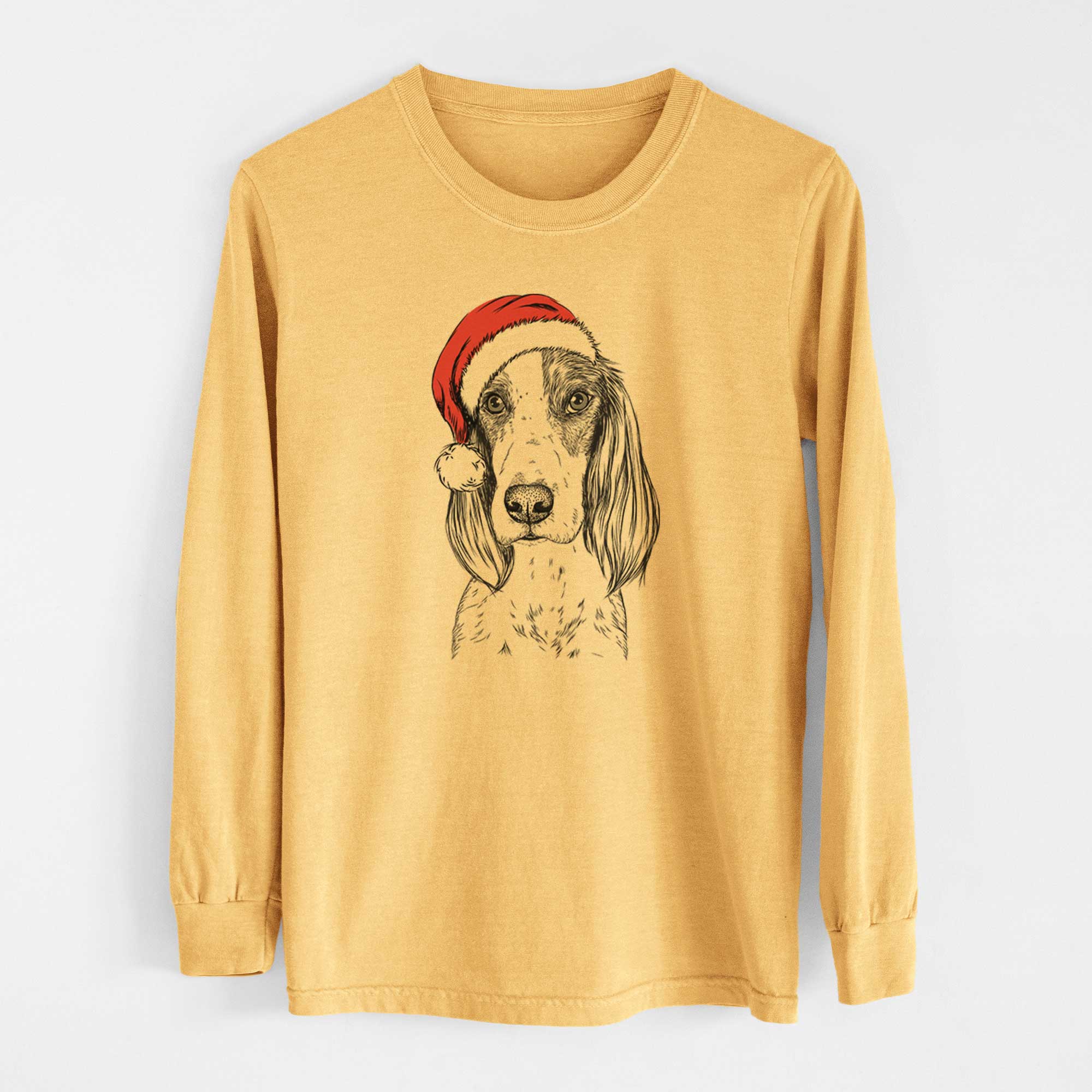 Santa Aline the Irish Red and White Setter - Heavyweight 100% Cotton Long Sleeve