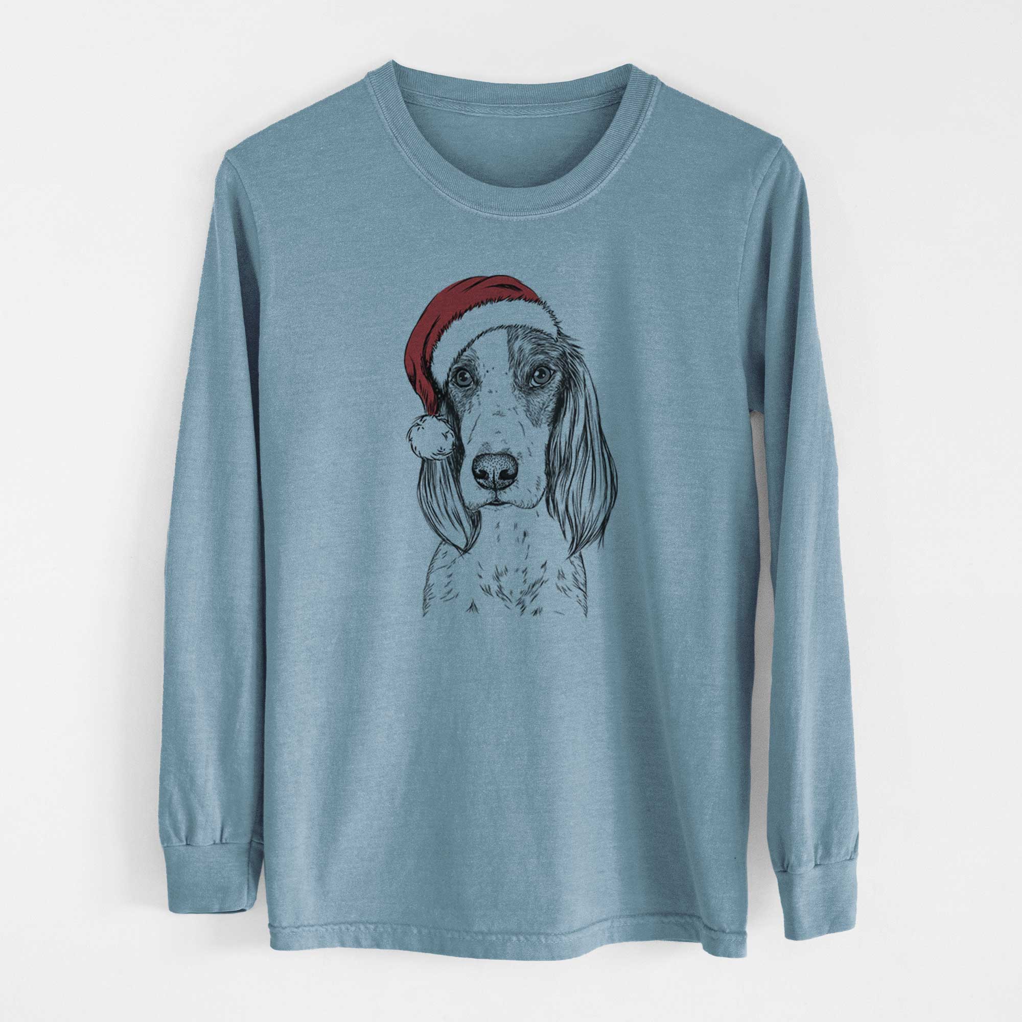 Santa Aline the Irish Red and White Setter - Heavyweight 100% Cotton Long Sleeve