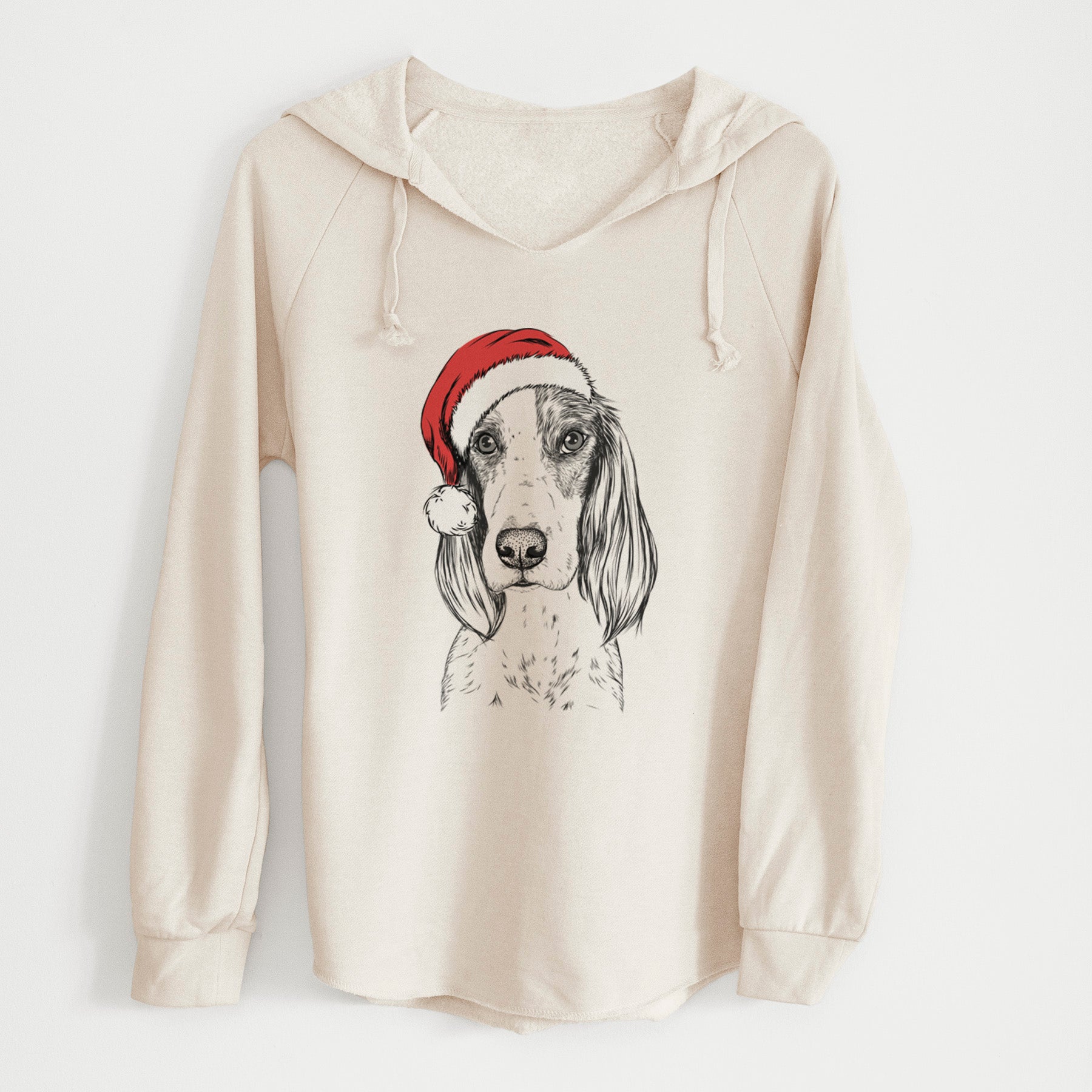 Santa Aline the Irish Red and White Setter - Cali Wave Hooded Sweatshirt