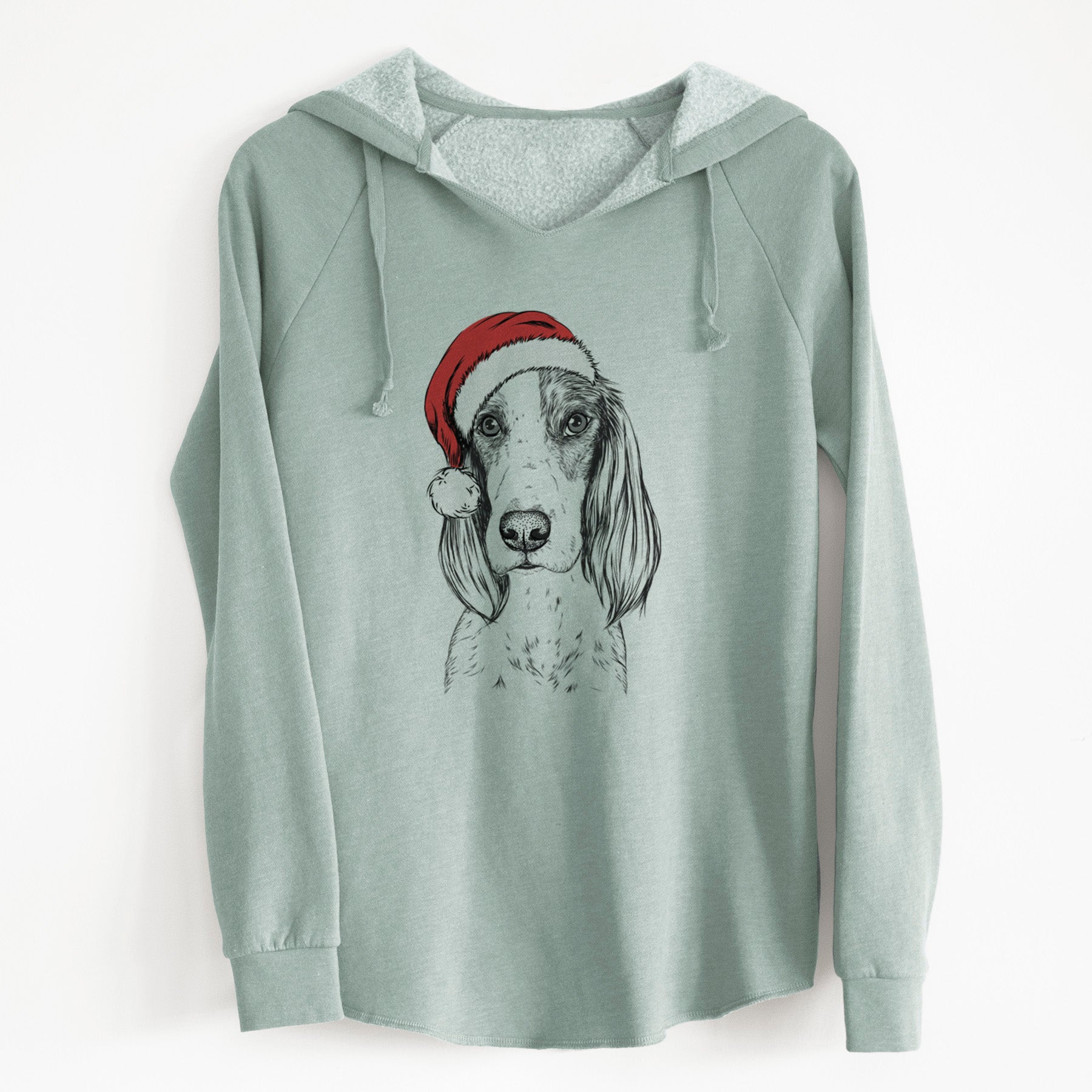 Santa Aline the Irish Red and White Setter - Cali Wave Hooded Sweatshirt