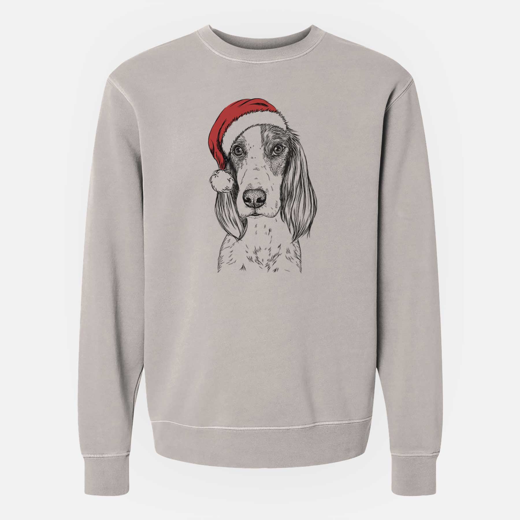 Santa Aline the Irish Red and White Setter - Unisex Pigment Dyed Crew Sweatshirt