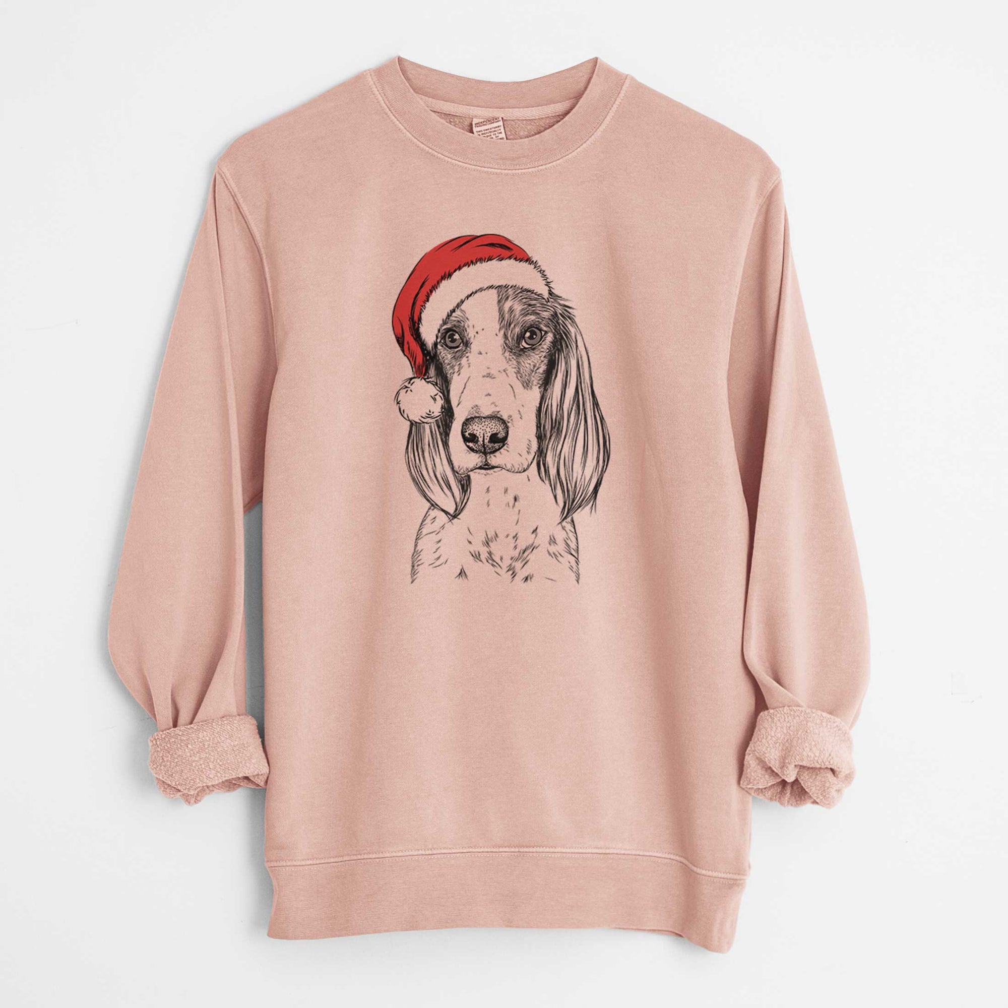 Santa Aline the Irish Red and White Setter - Unisex Pigment Dyed Crew Sweatshirt