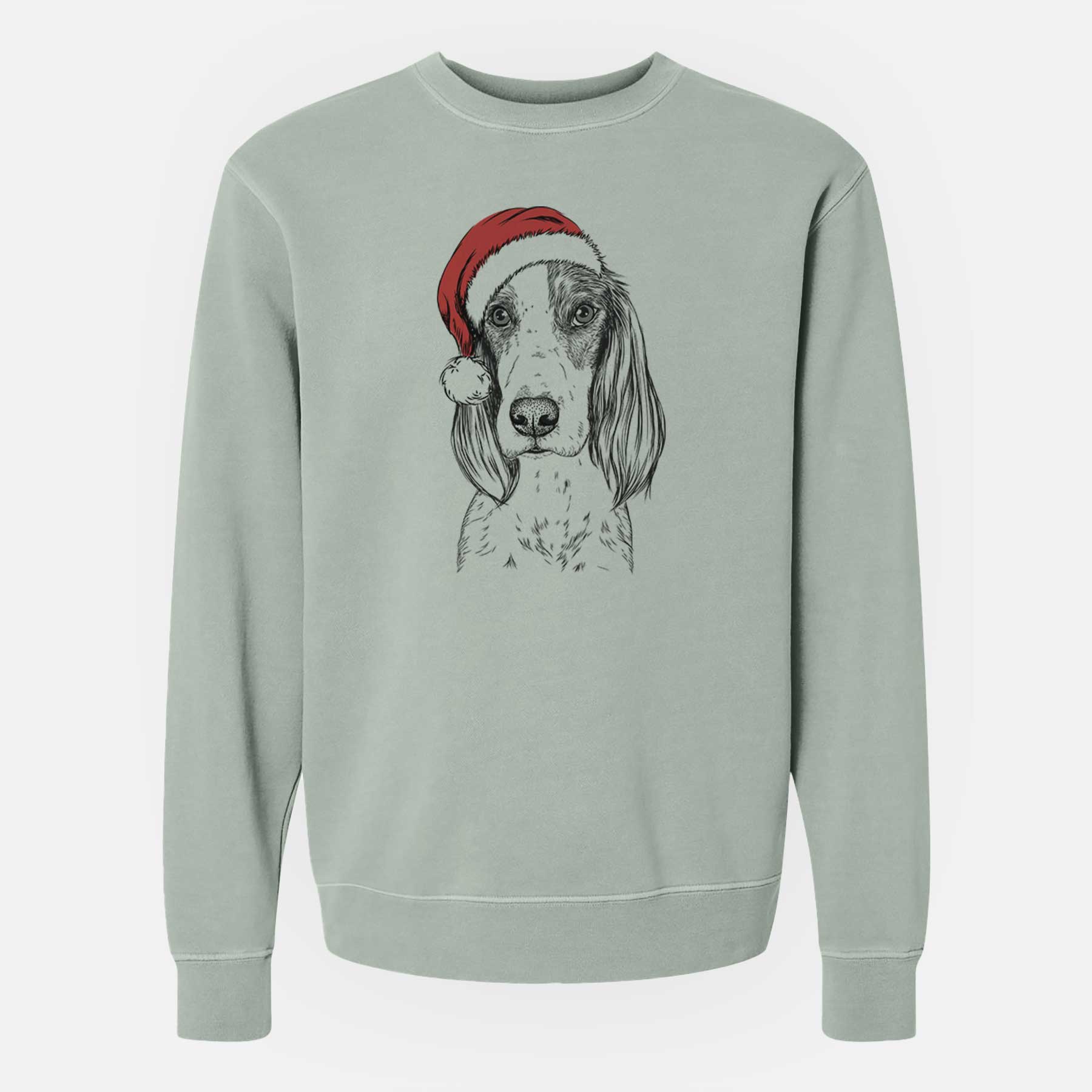 Santa Aline the Irish Red and White Setter - Unisex Pigment Dyed Crew Sweatshirt