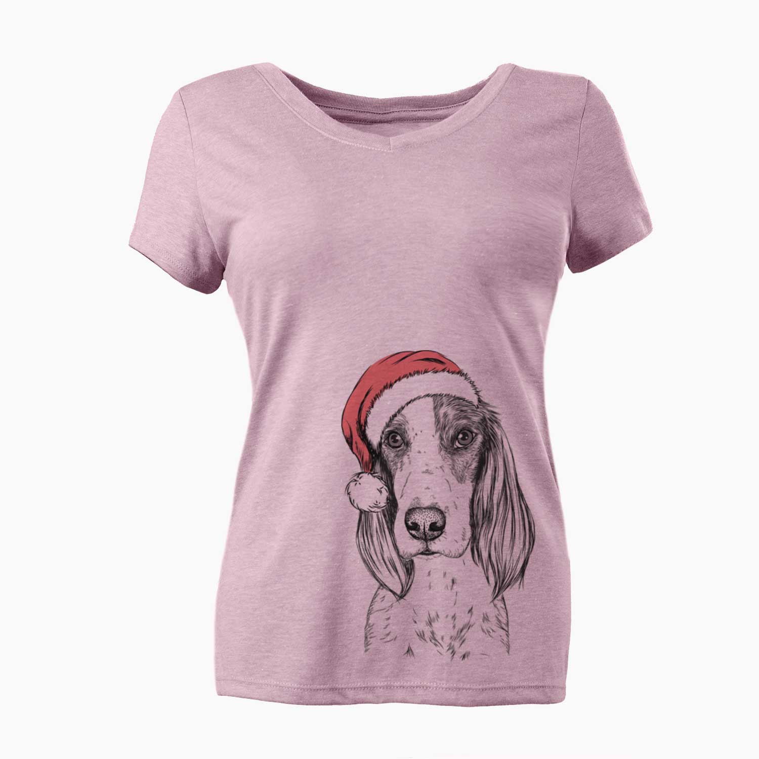 Santa Aline the Irish Red and White Setter - Women's V-neck Shirt