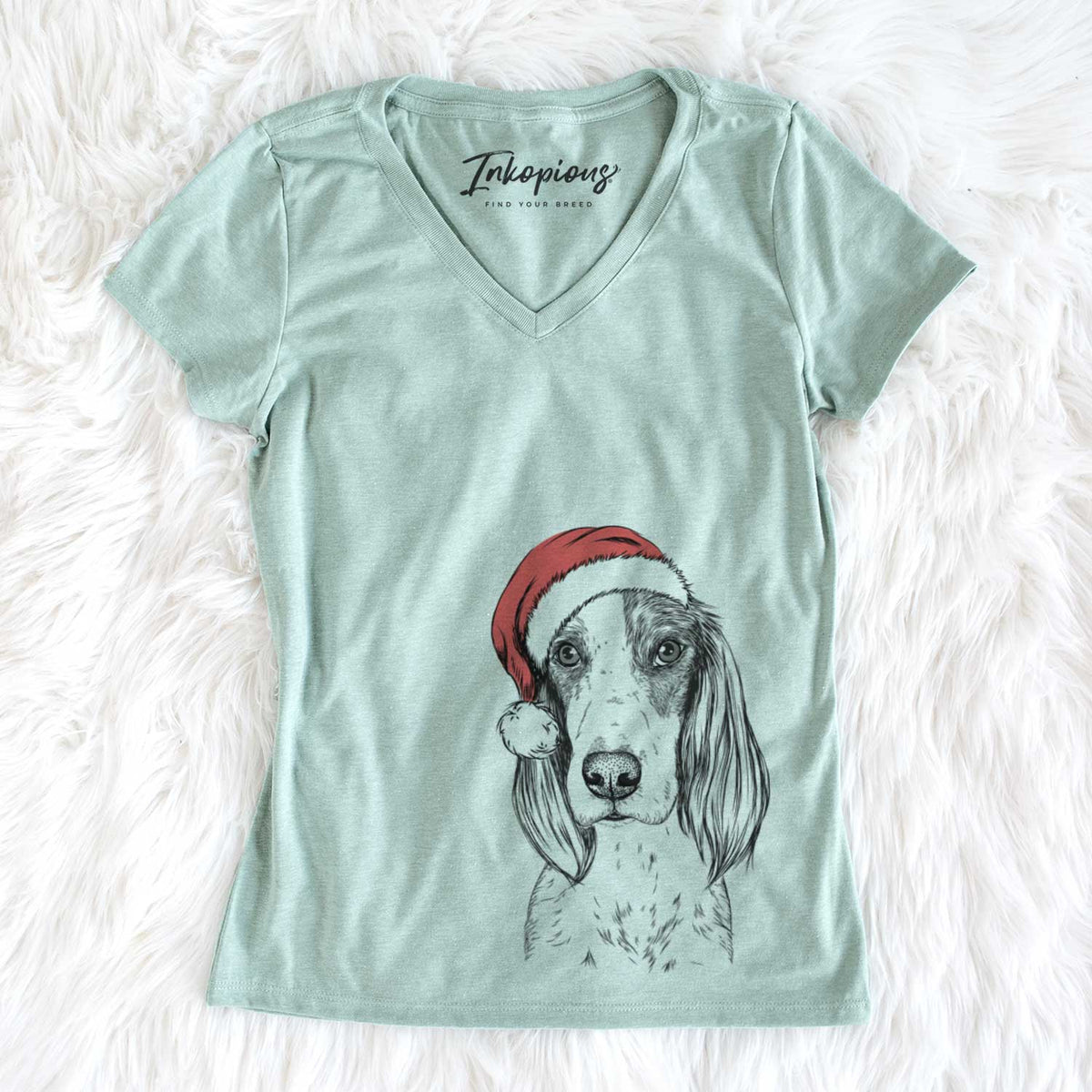 Santa Aline the Irish Red and White Setter - Women&#39;s V-neck Shirt