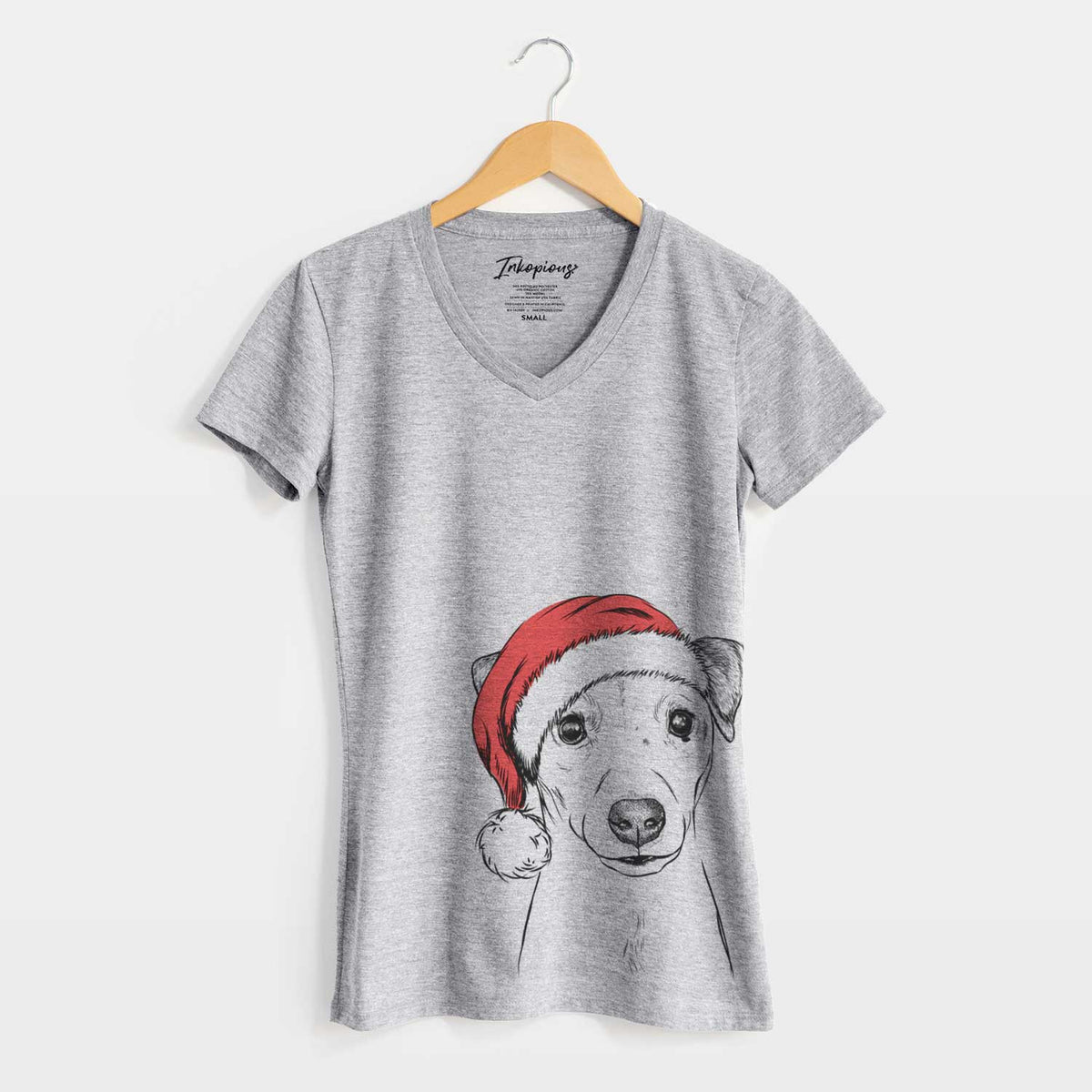 Santa Ally the Jack Russell Terrier - Women's V-neck Shirt