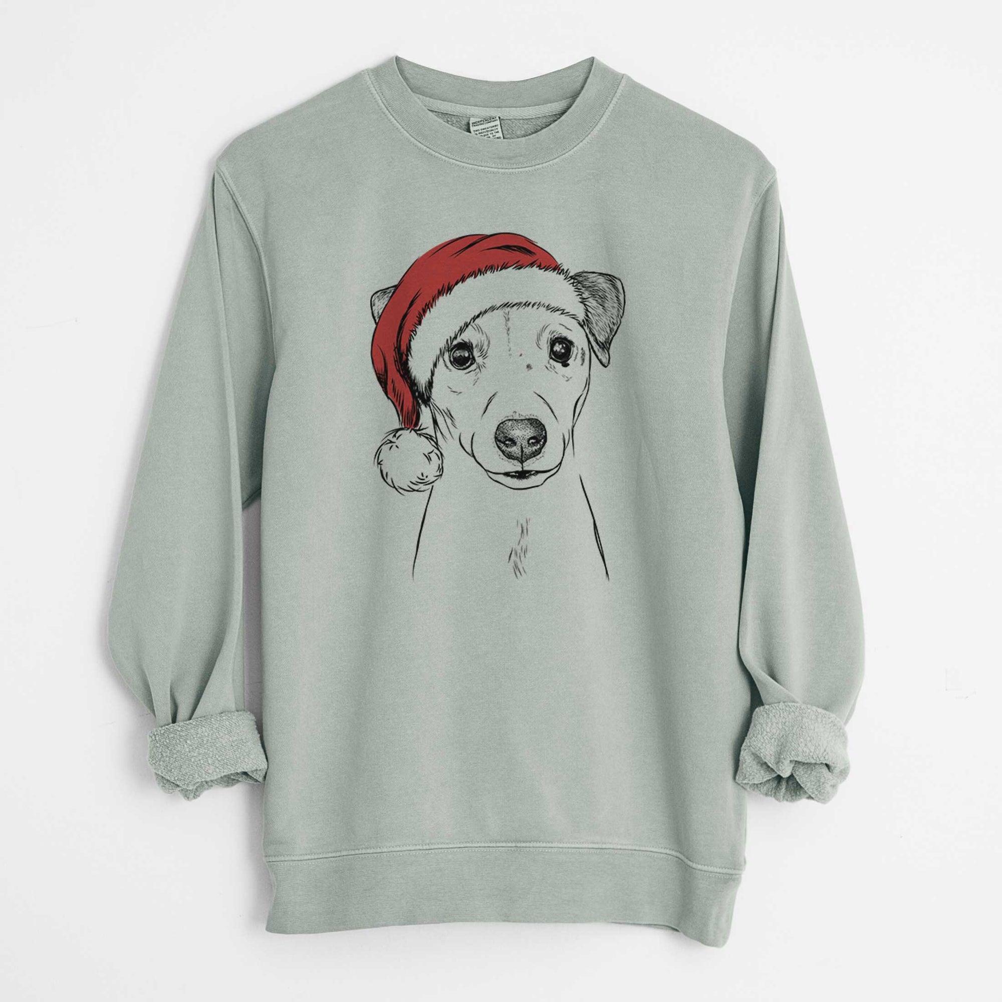 Santa Ally the Jack Russell Terrier - Unisex Pigment Dyed Crew Sweatshirt