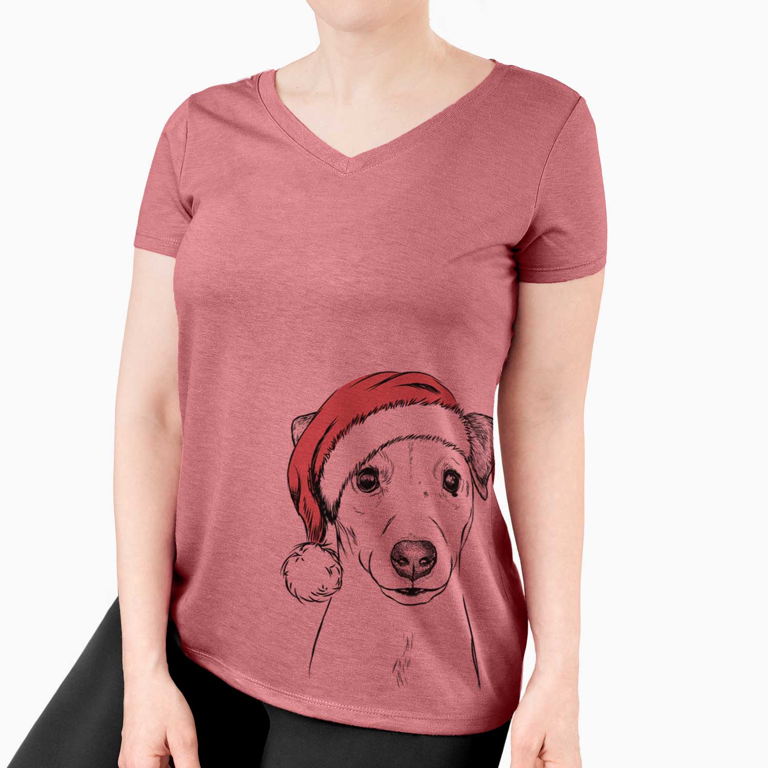 Santa Ally the Jack Russell Terrier - Women's V-neck Shirt