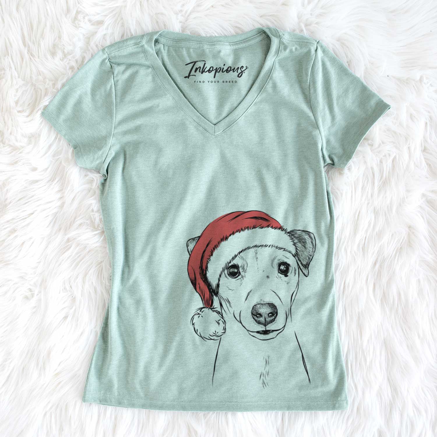 Santa Ally the Jack Russell Terrier - Women's V-neck Shirt