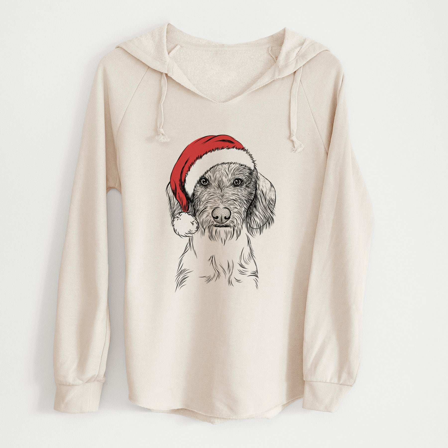 Santa Almond the Wirehaired Dachshund - Cali Wave Hooded Sweatshirt