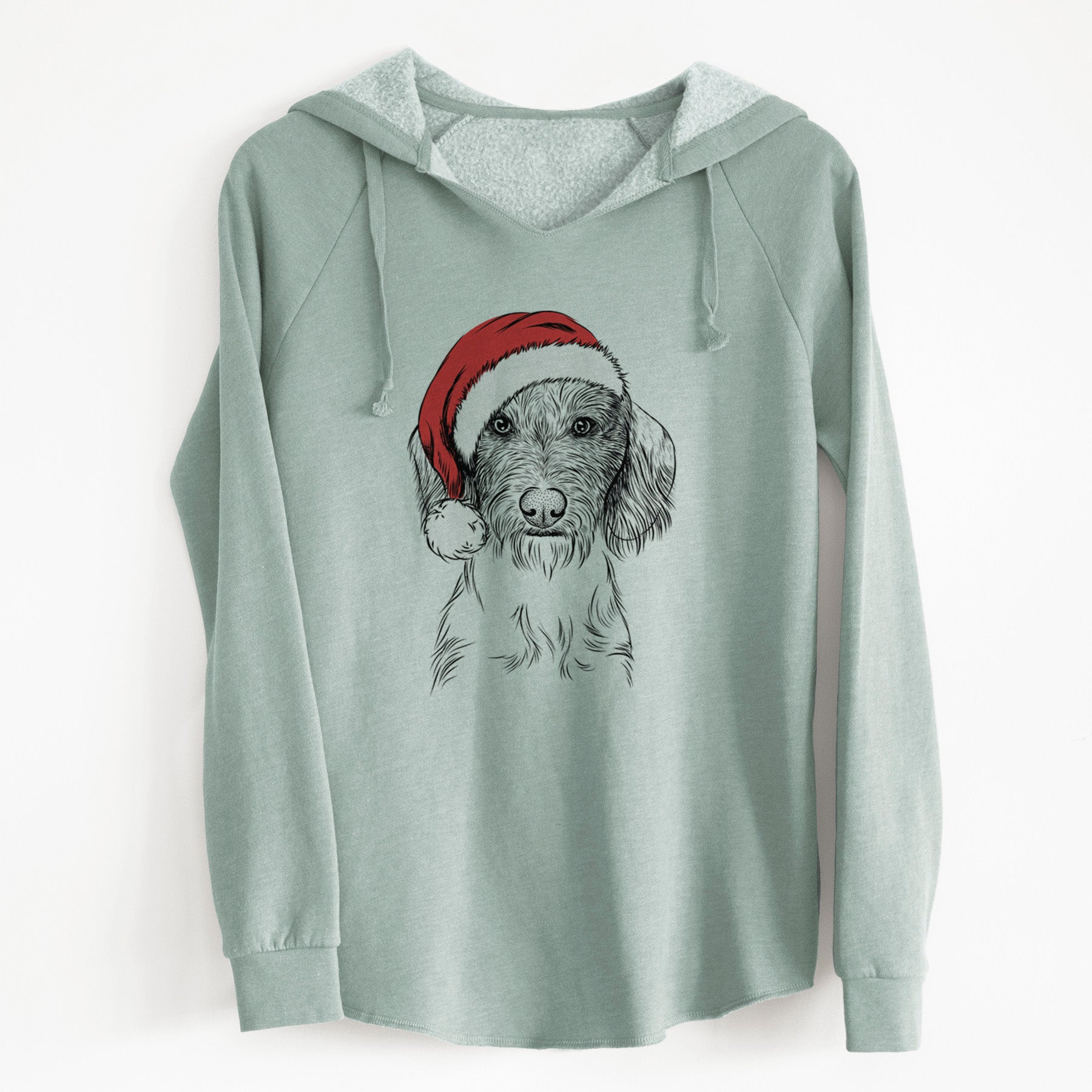 Santa Almond the Wirehaired Dachshund - Cali Wave Hooded Sweatshirt