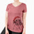 Santa Almond the Wirehaired Dachshund - Women's V-neck Shirt