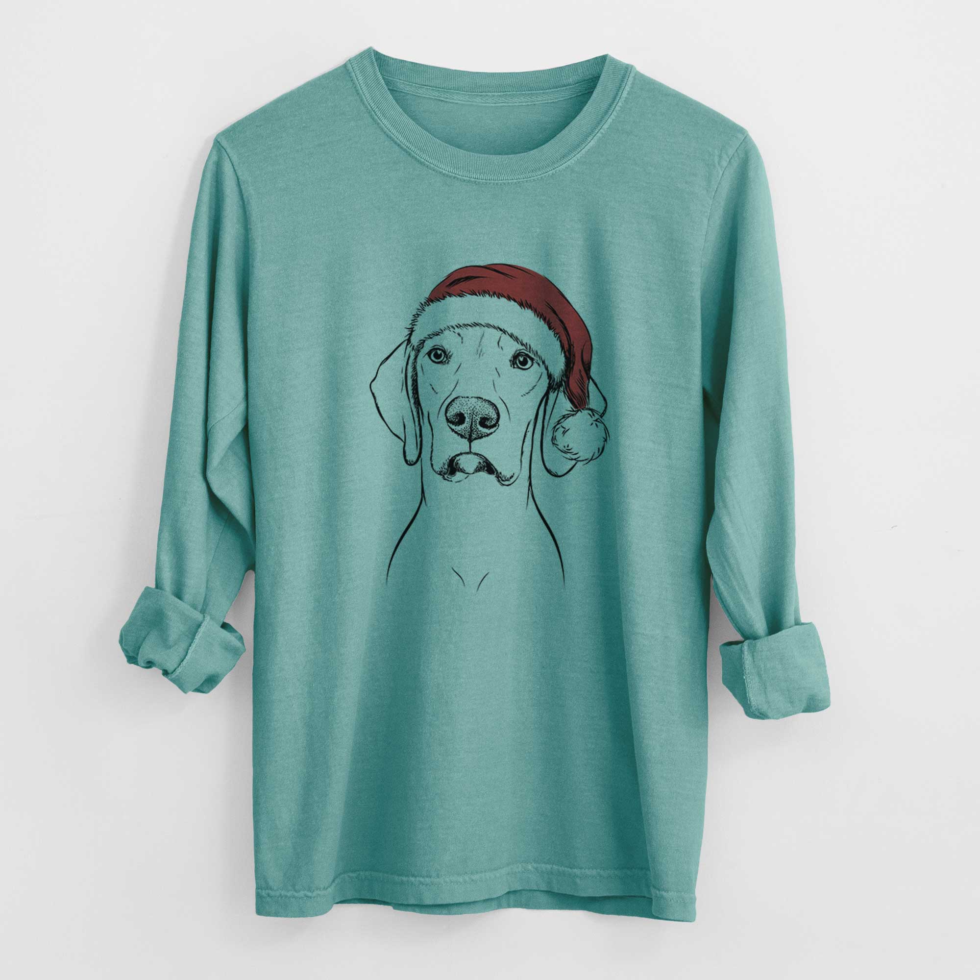 Santa Almond the Vizmaraner - Heavyweight 100% Cotton Long Sleeve